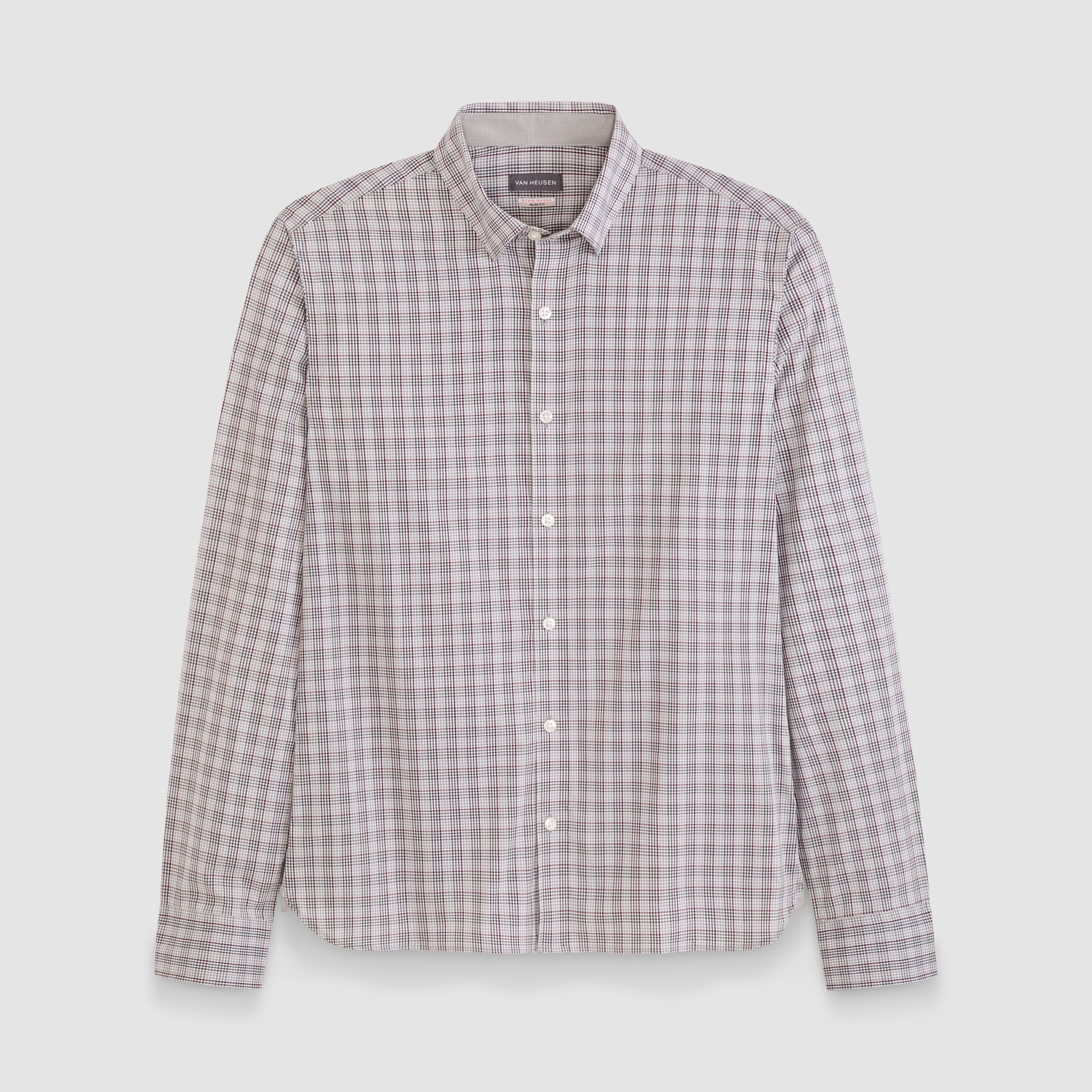 Cronbie Everyday Defense Stain Shield Tattersall Print Long Sleeve Shirt - Slim Fit