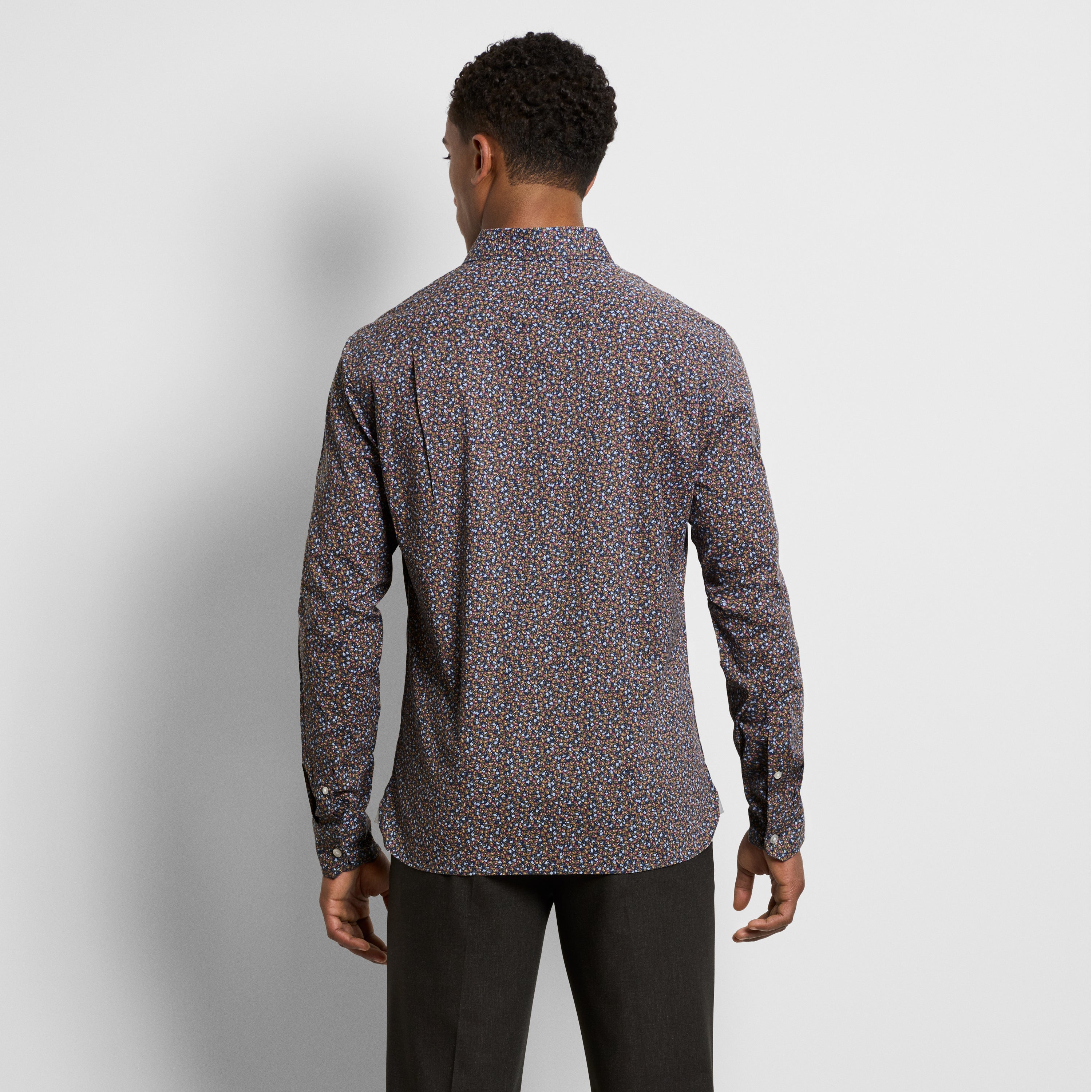 Cronbie Long Sleeve Shirt Stain Shield Shirt Floral Printt - Slim Fit