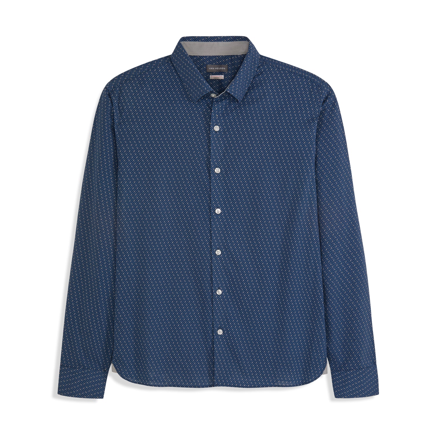 Cronbie Long Sleeve Stain Shield Shirt Herringbone Print - Slim Fit