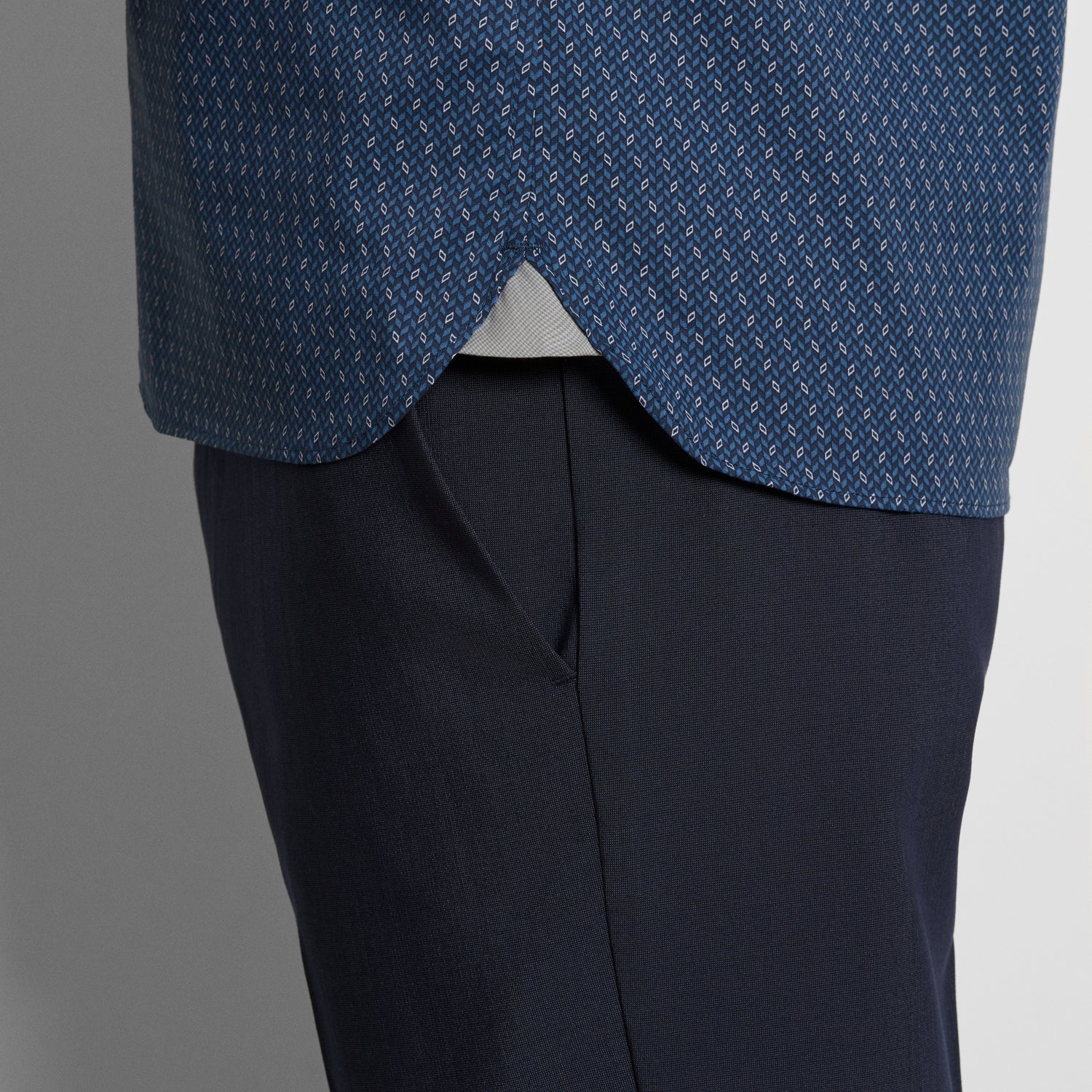 Cronbie Long Sleeve Stain Shield Shirt Herringbone Print - Slim Fit