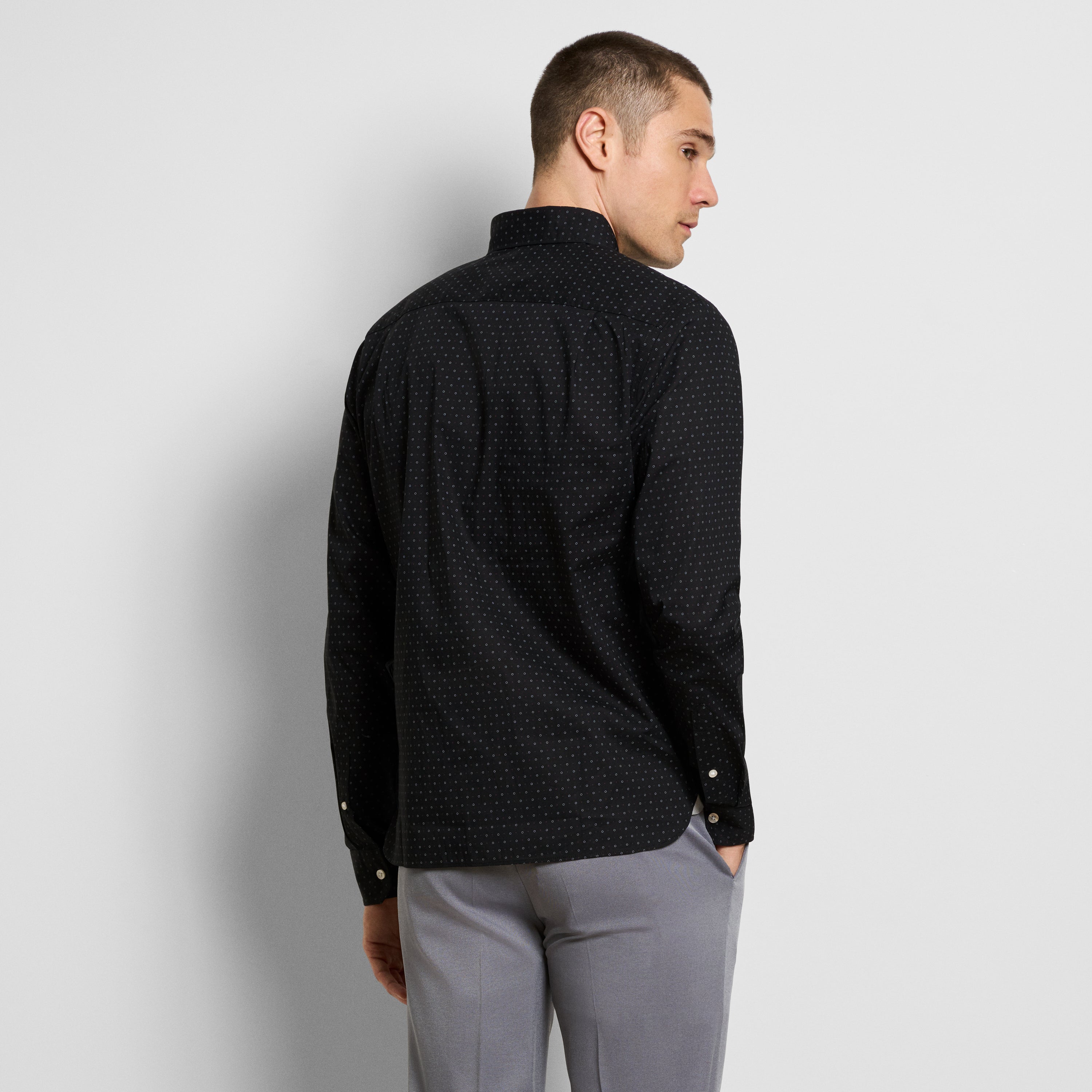 Everyday Defense Stain Shield Dot Print Long Sleeve Shirt - Slim Fit