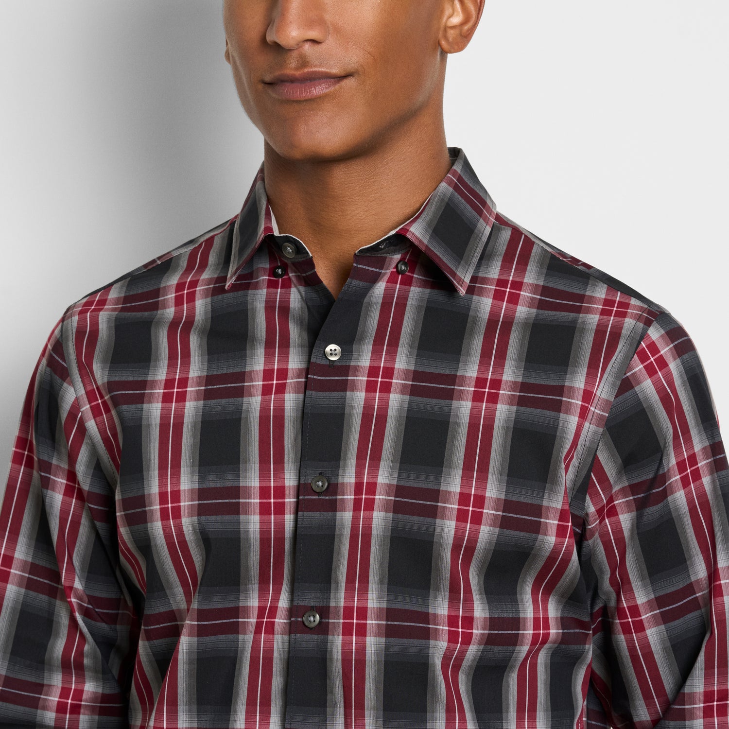 Cronbie Everyday Defense Stain Shield Fave Plaid Print Long Sleeve Shirt - Slim Fit