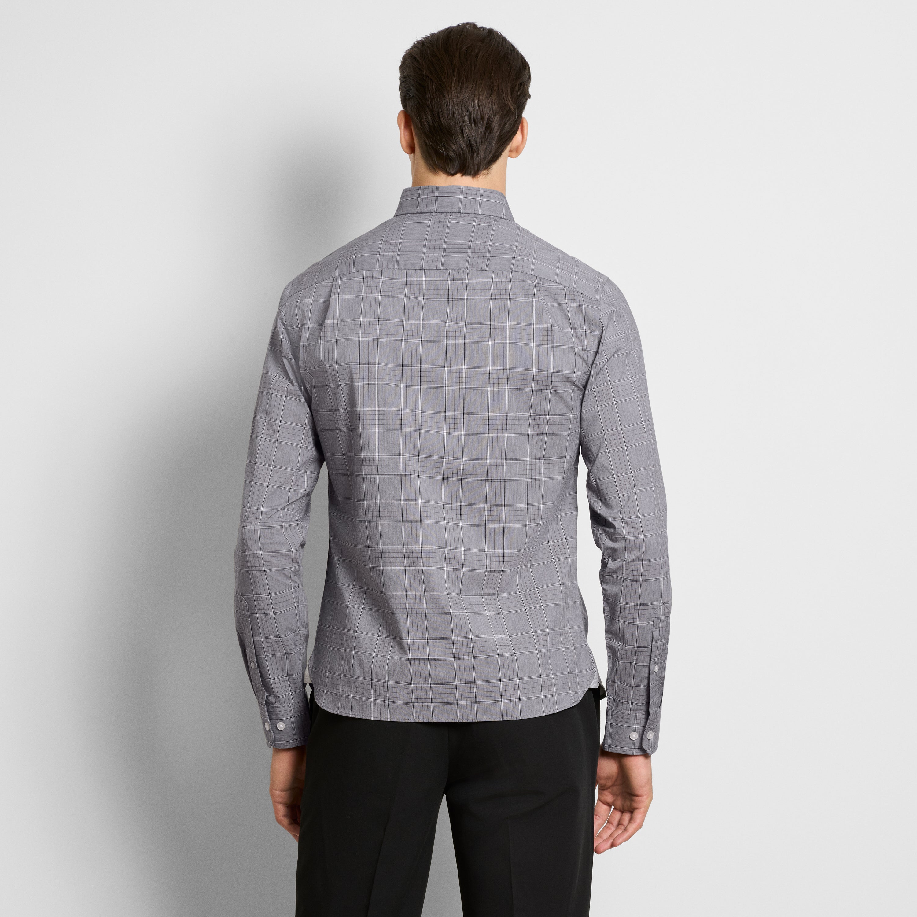 Cronbie Everyday Defense Stain Shield End on End Plaid Long Sleeve Shirt - Slim Fit
