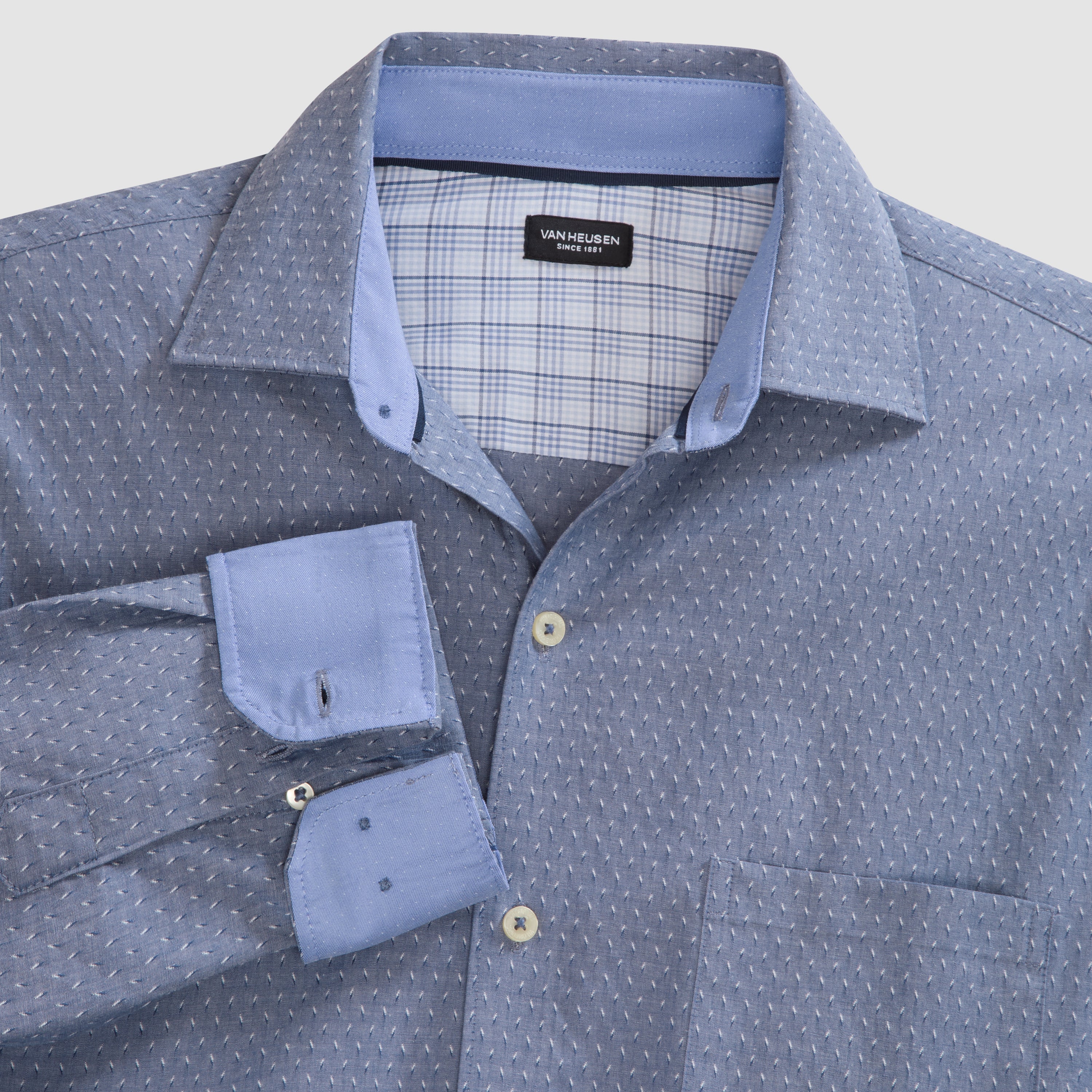 Originals Dobby Texture Print Long Sleeve Shirt - Slim Fit