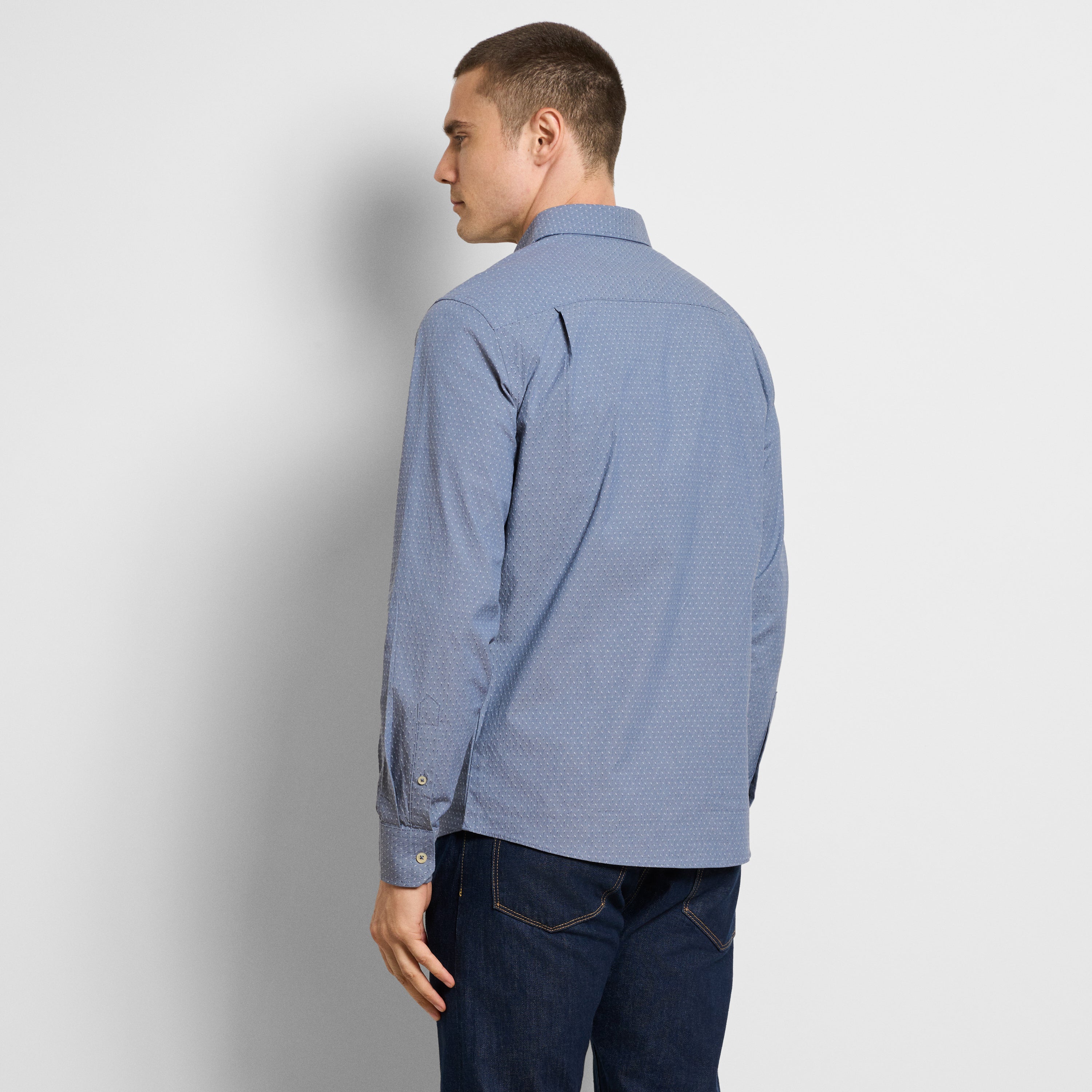 Originals Dobby Texture Print Long Sleeve Shirt - Slim Fit
