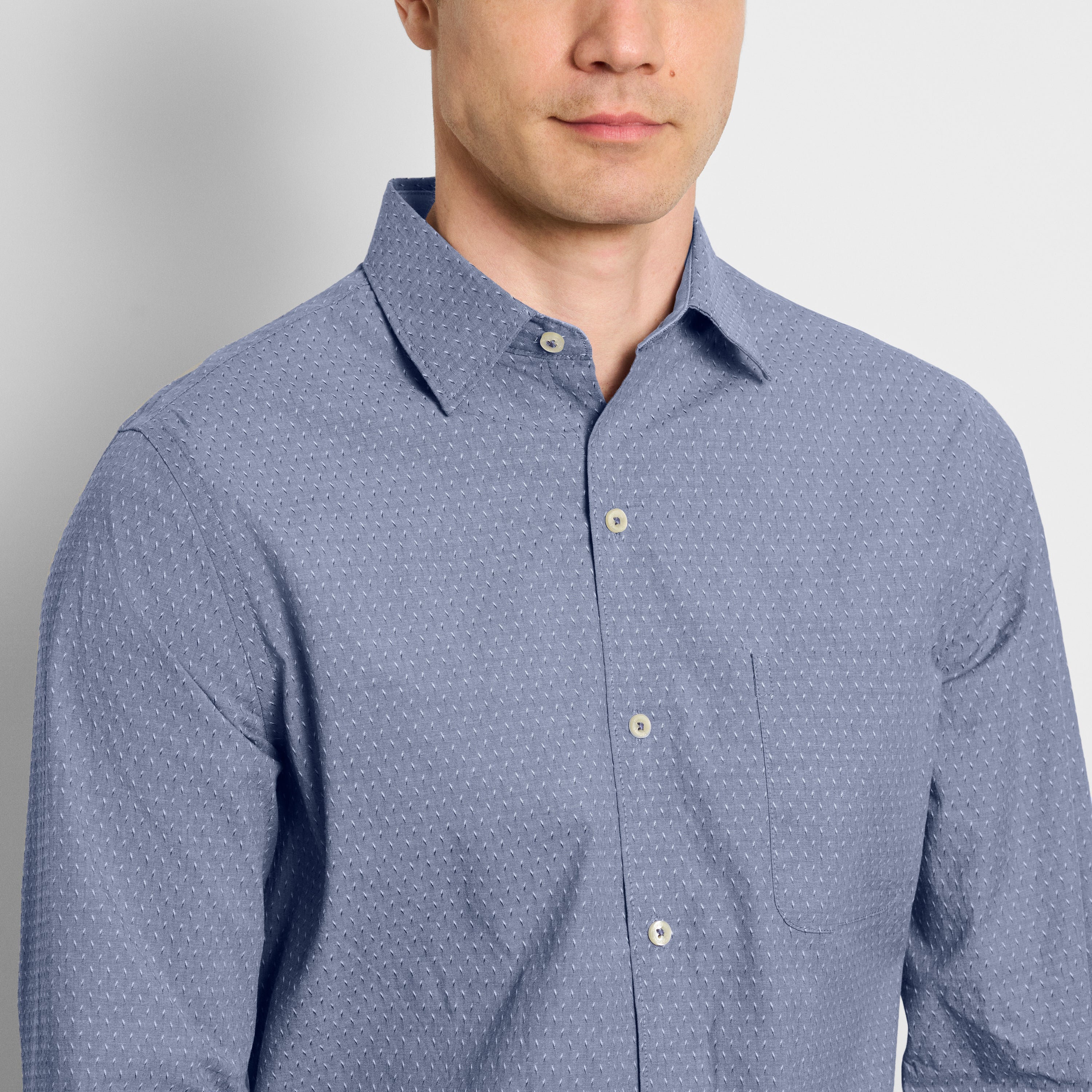 Originals Dobby Texture Print Long Sleeve Shirt - Slim Fit