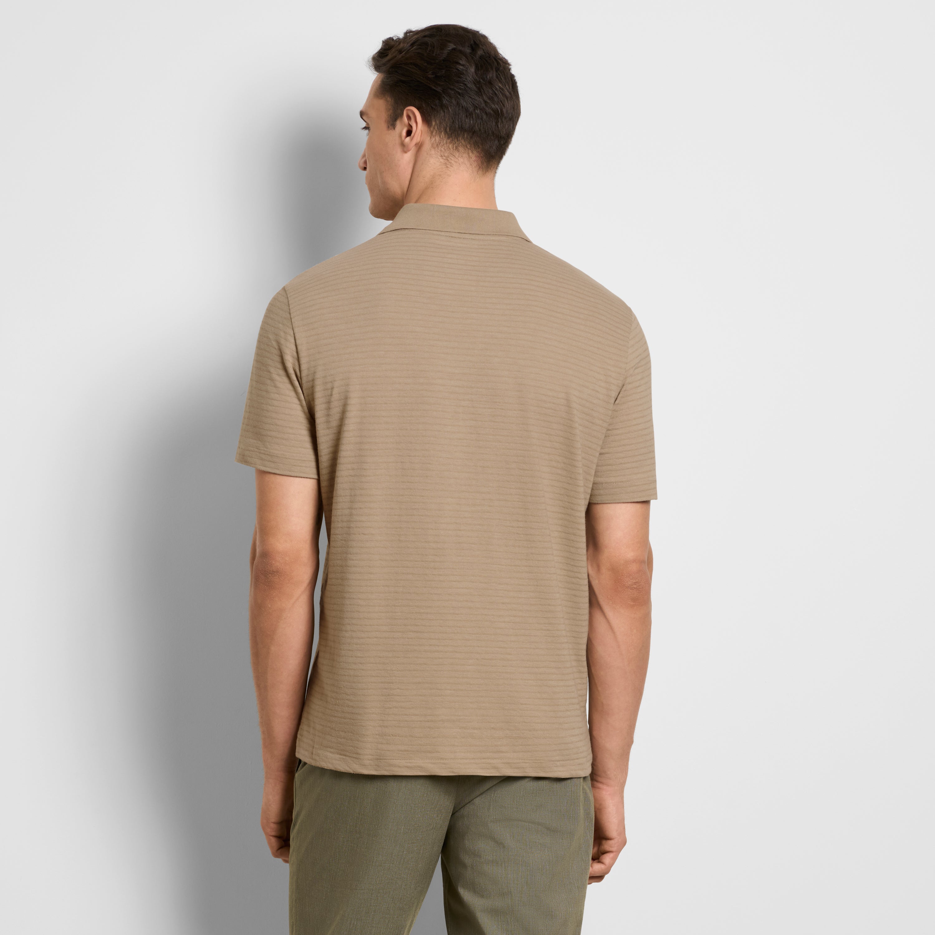 Essential Feeder Stripe Textured Short Sleeve Polo
