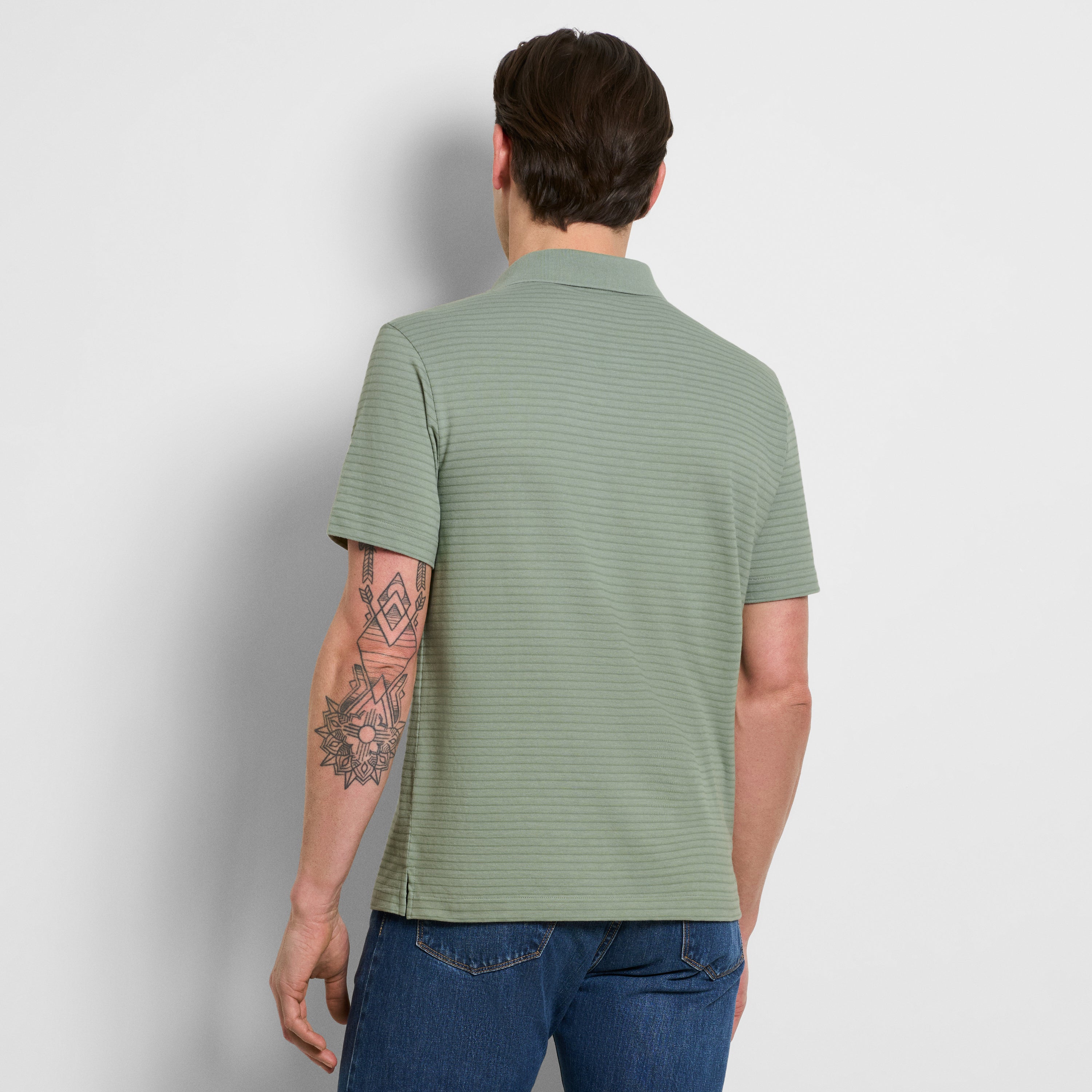 Essential Feeder Stripe Textured Short Sleeve Polo