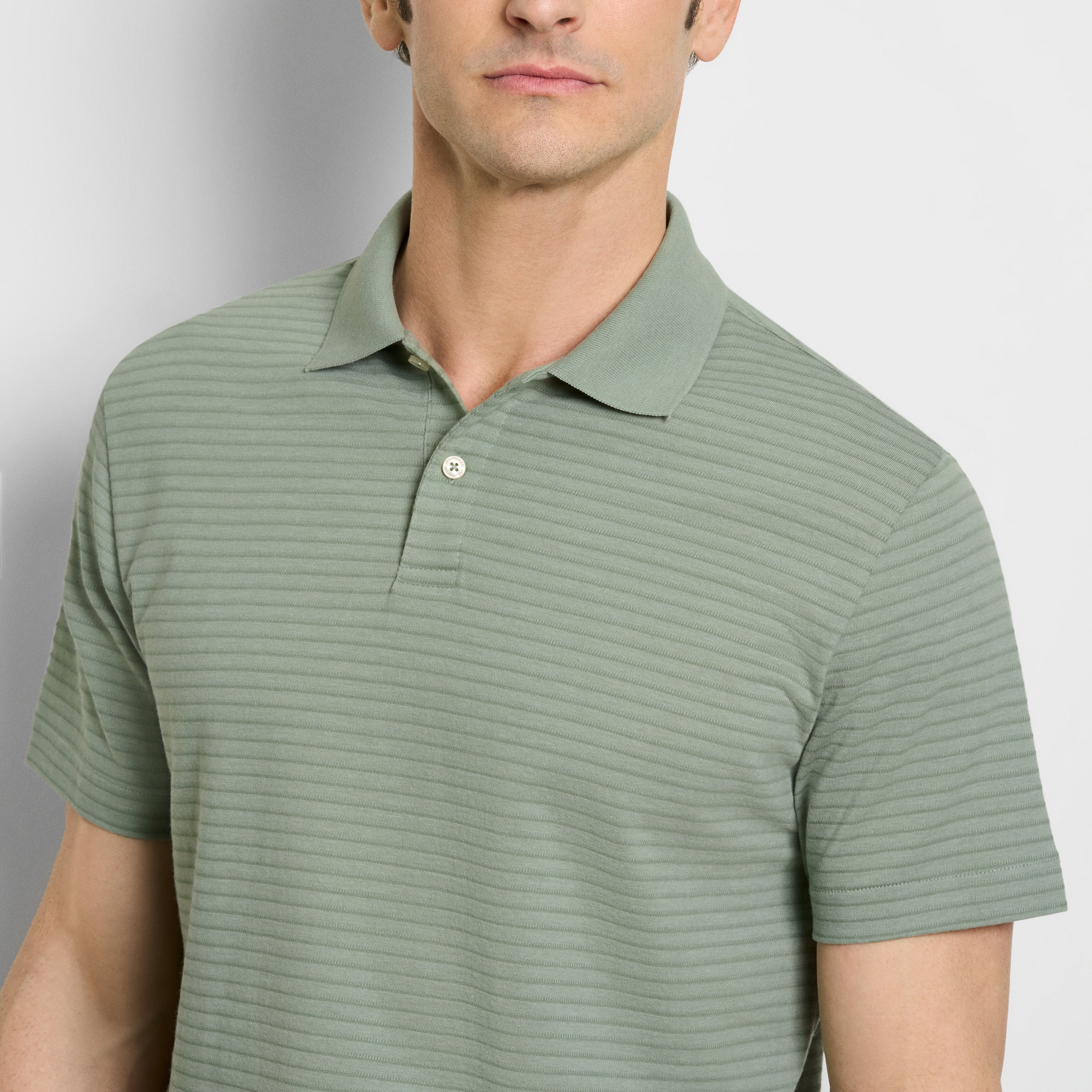 Essential Feeder Stripe Textured Short Sleeve Polo
