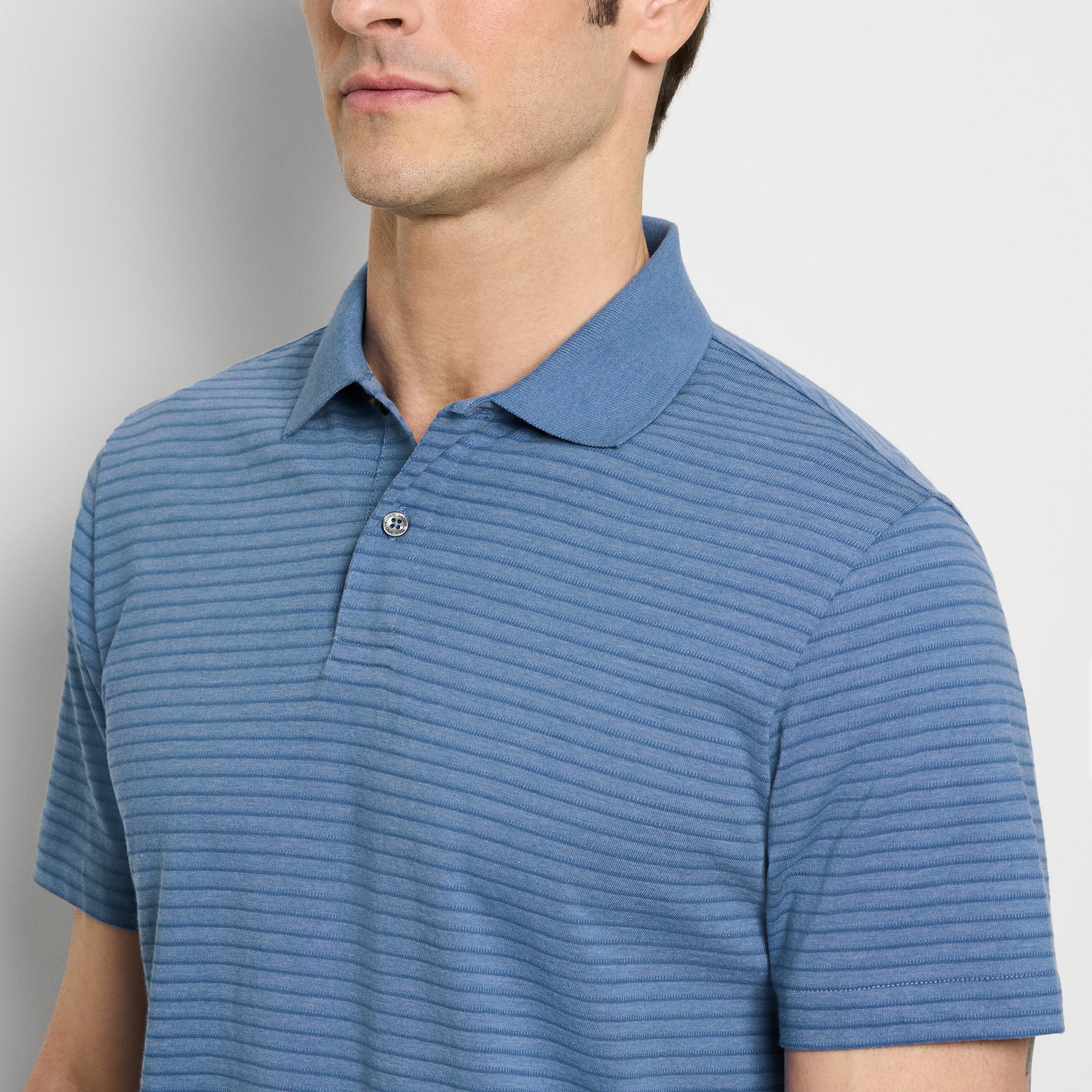 Essential Feeder Stripe Textured Short Sleeve Polo