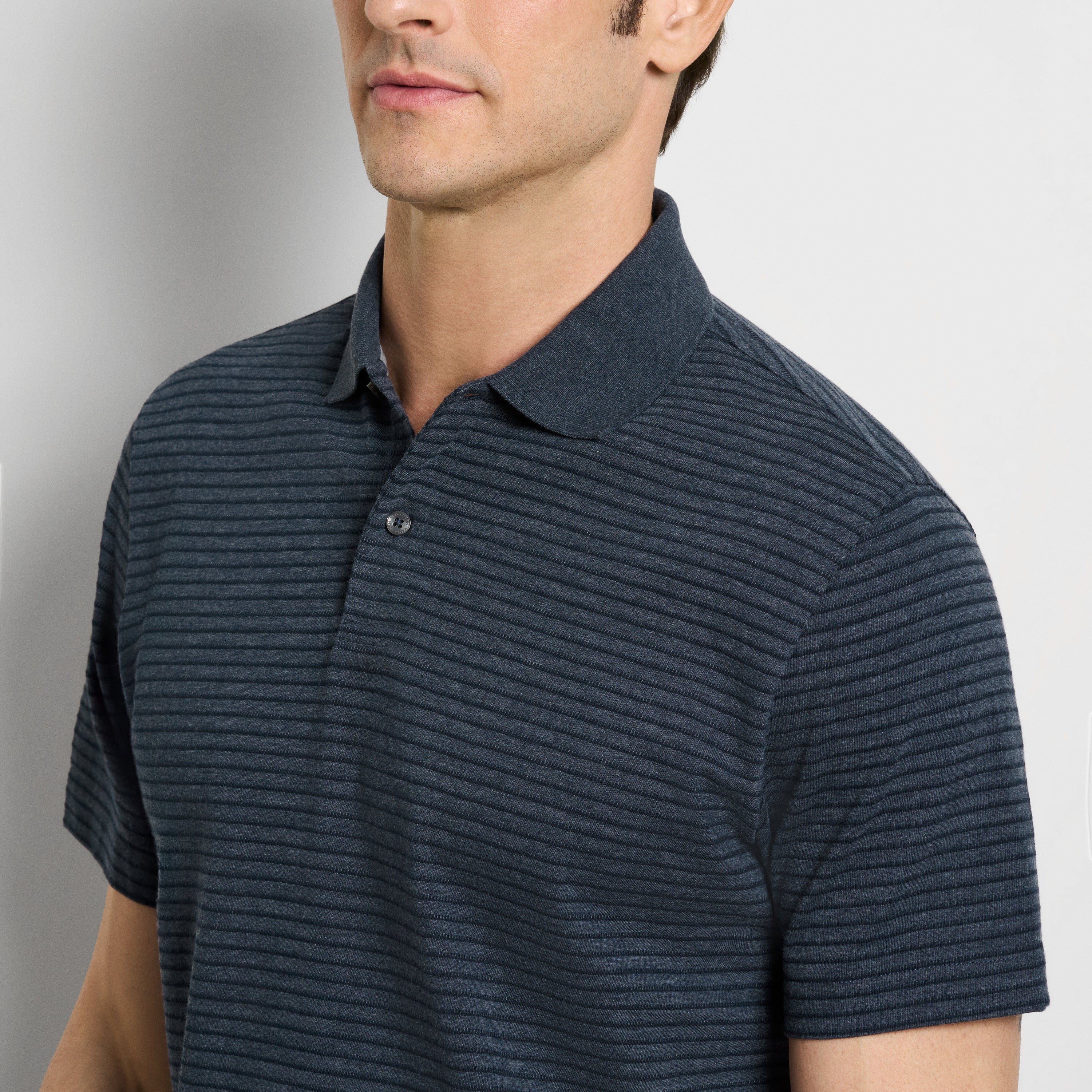 Essential Feeder Stripe Textured Short Sleeve Polo