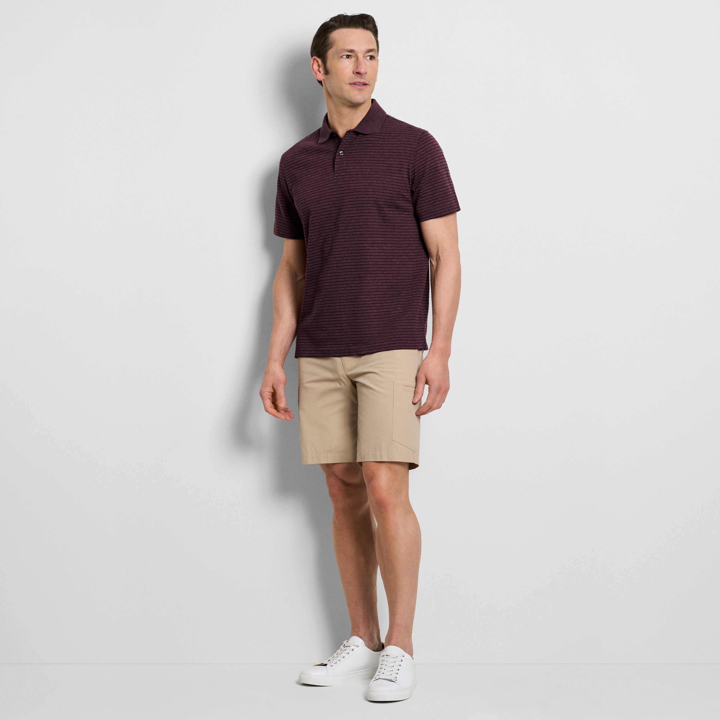 Essential Feeder Stripe Textured Short Sleeve Polo
