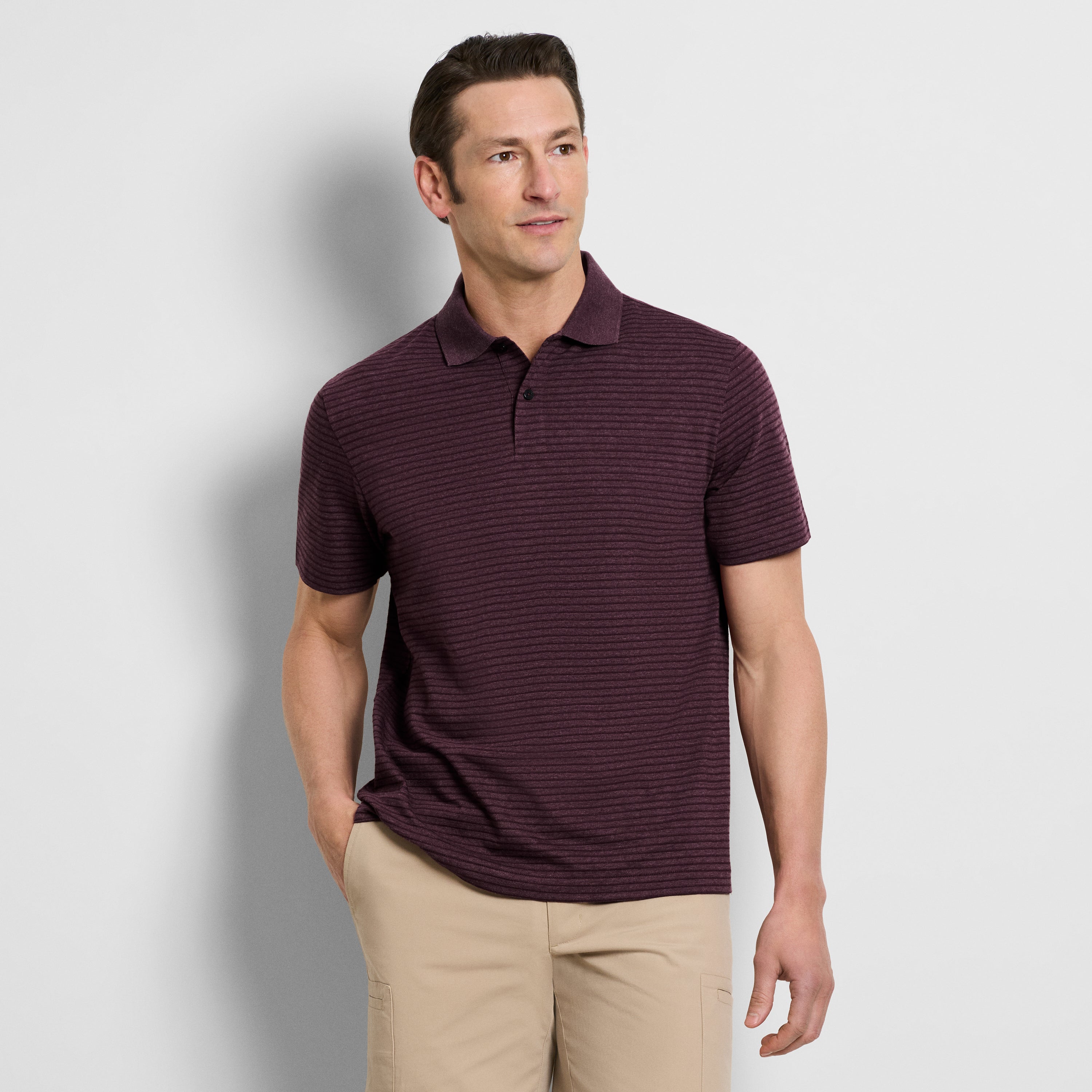 Essential Feeder Stripe Textured Short Sleeve Polo