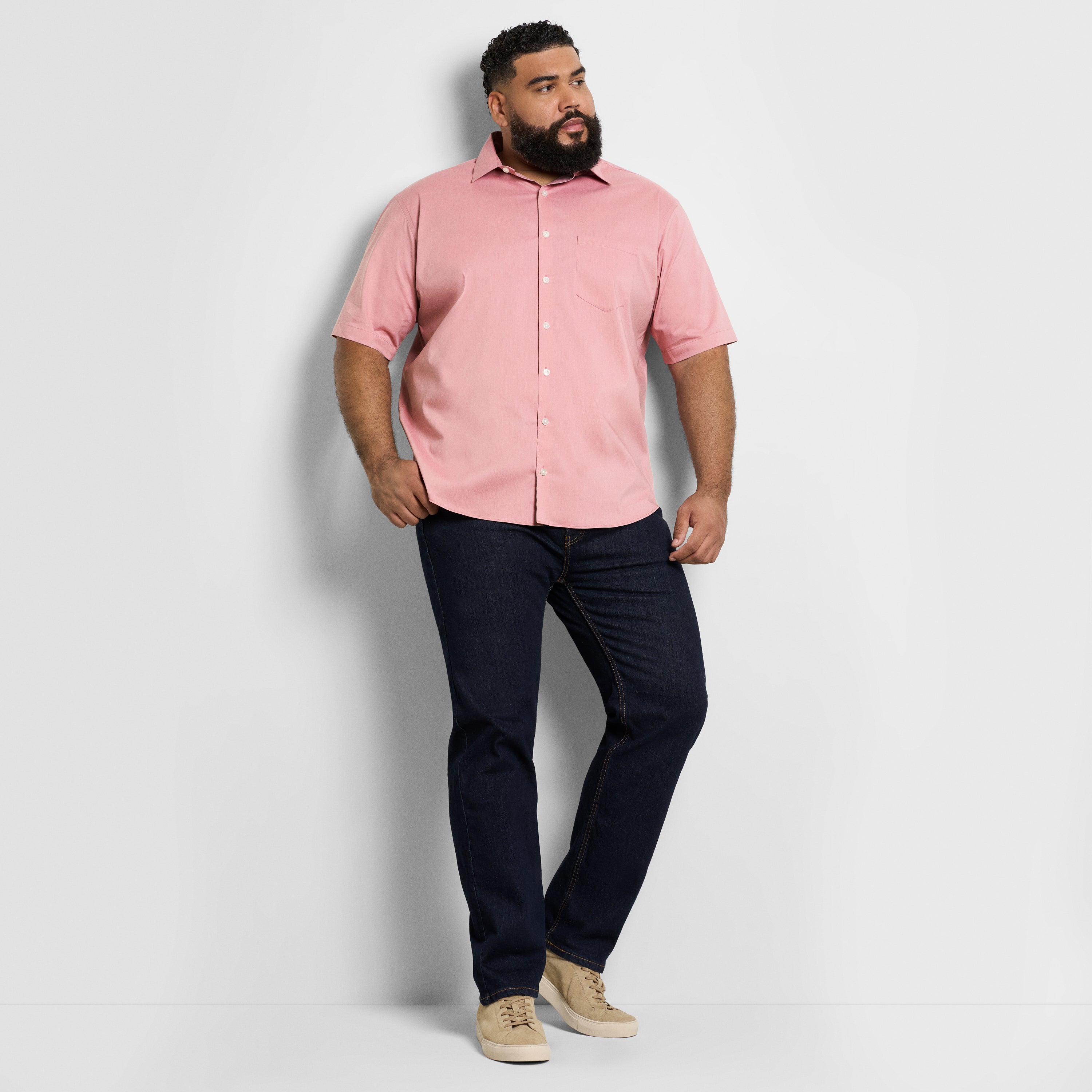 Folsen Short Sleeve Stain Shield Solid - Big & Tall