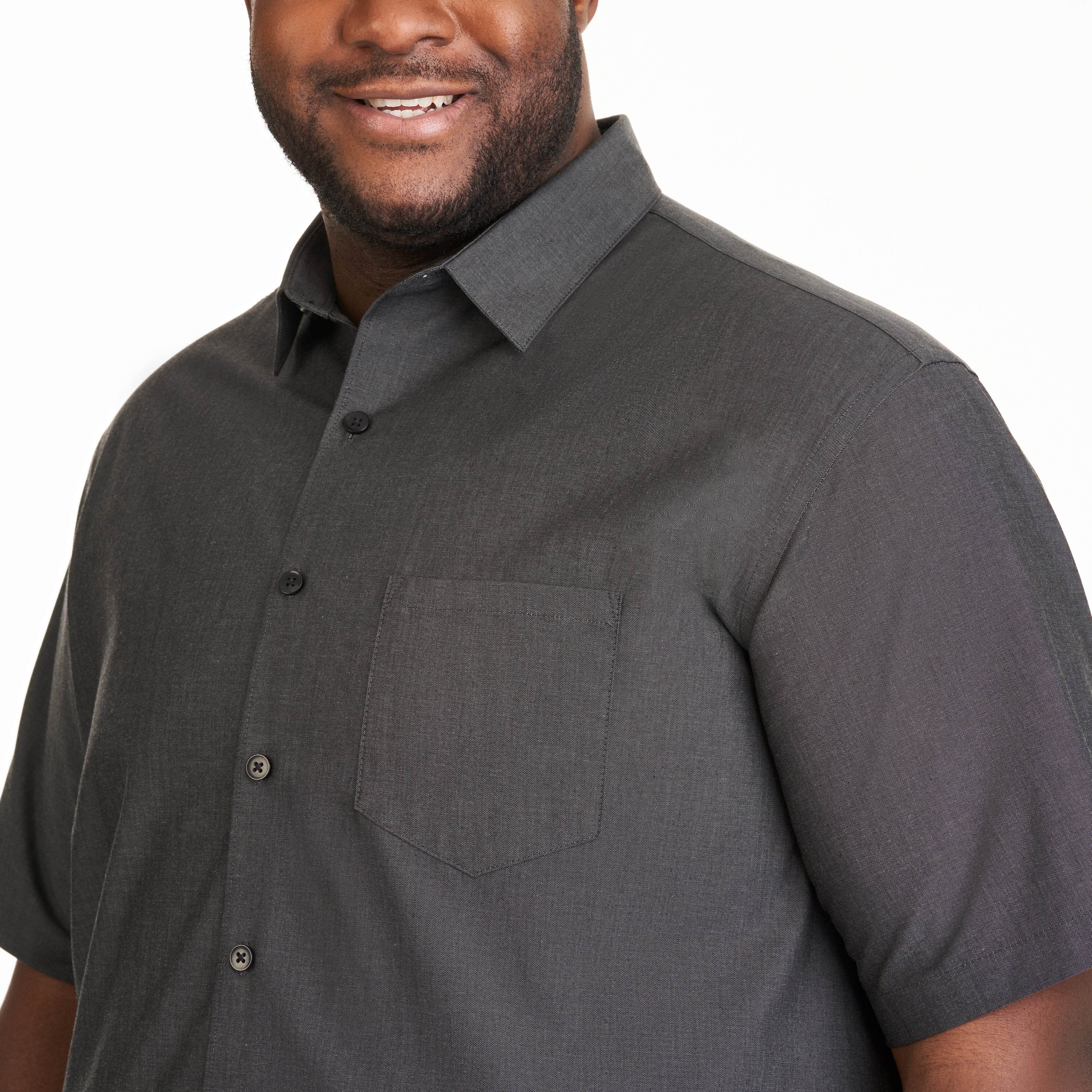 Essential Stain Shield Twill Chambray Short Sleeve Shirt - Big & Tall