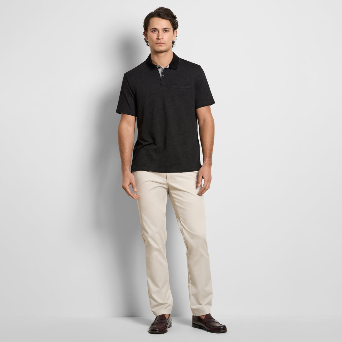 Essential Short Sleeve Birdseye Contrast Trim Welt Pocket Polo
