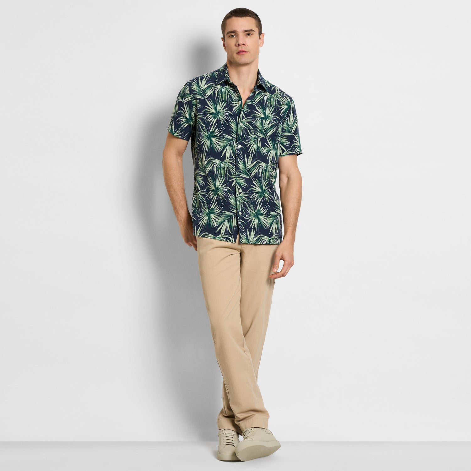 Weekend Short Sleeve Camp Palm Print Shirt - Regular Fit