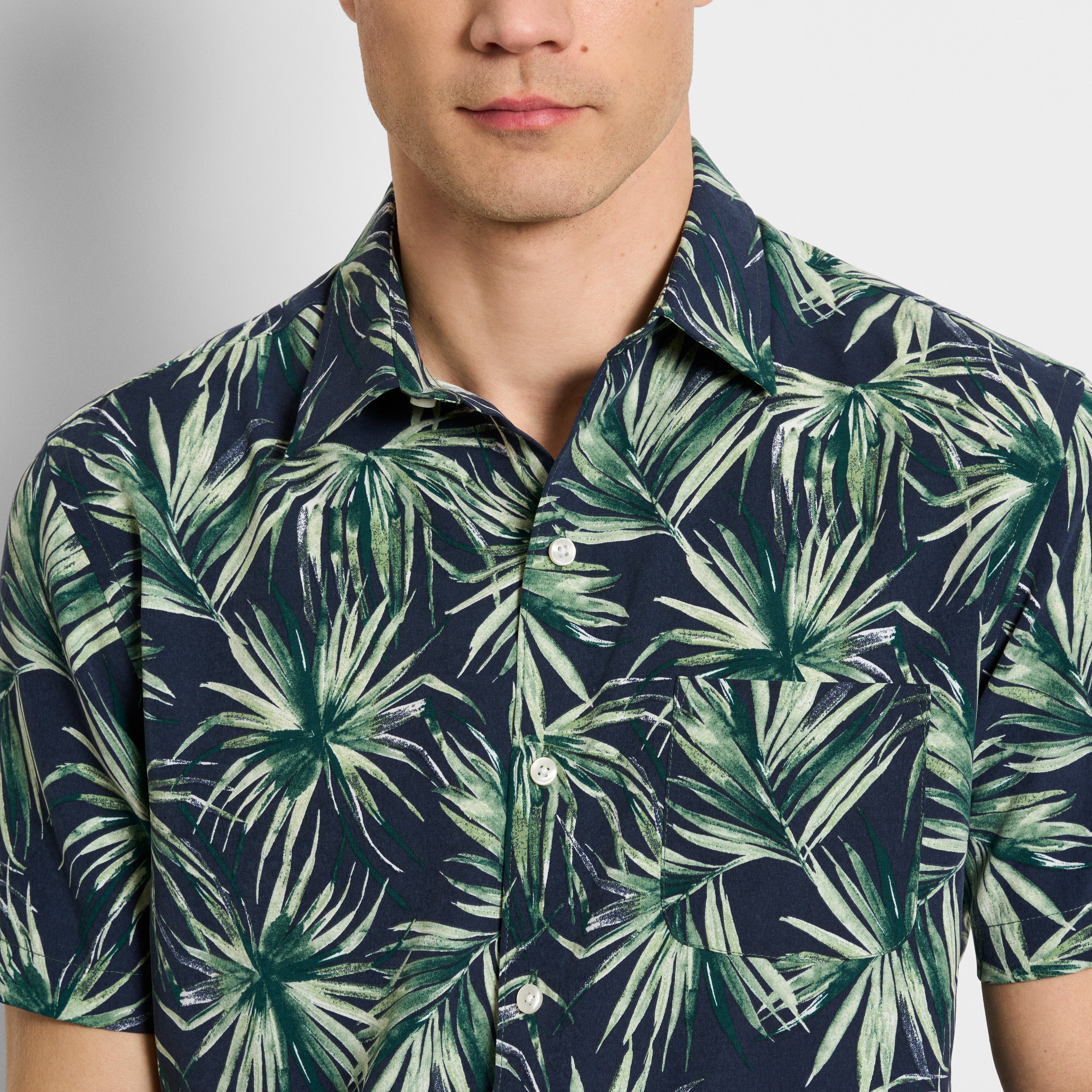 Weekend Short Sleeve Camp Palm Print Shirt - Regular Fit