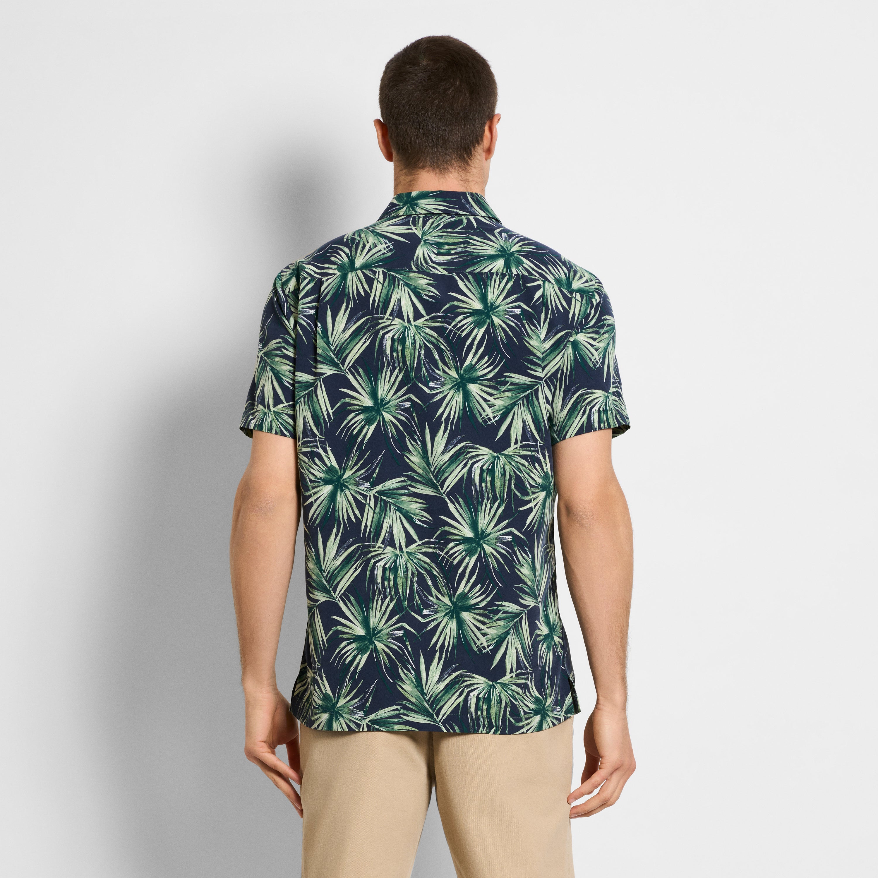 Weekend Short Sleeve Camp Palm Print Shirt - Regular Fit