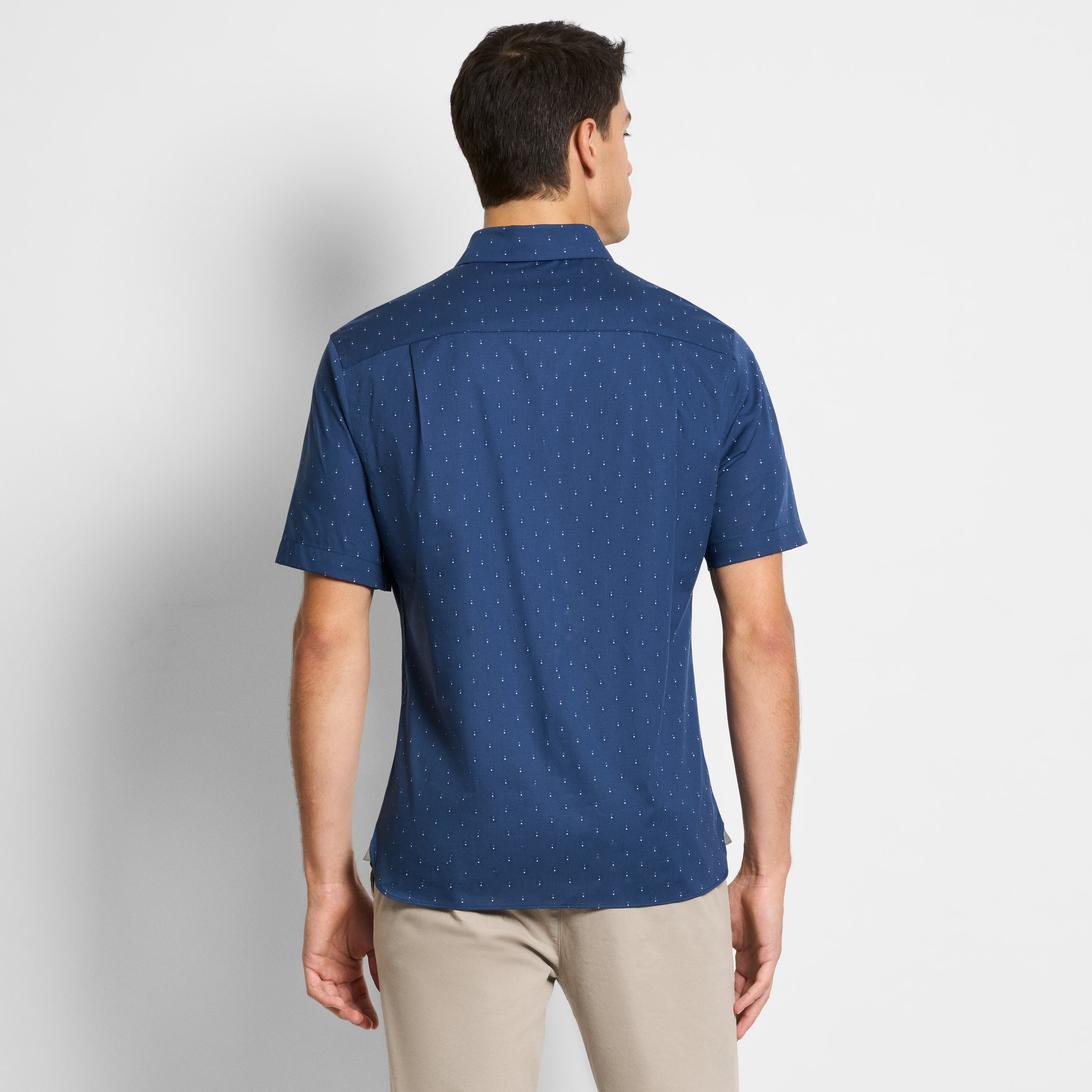 Folsen Short Sleeve Stain Shield Double Dot Print - Slim Fit