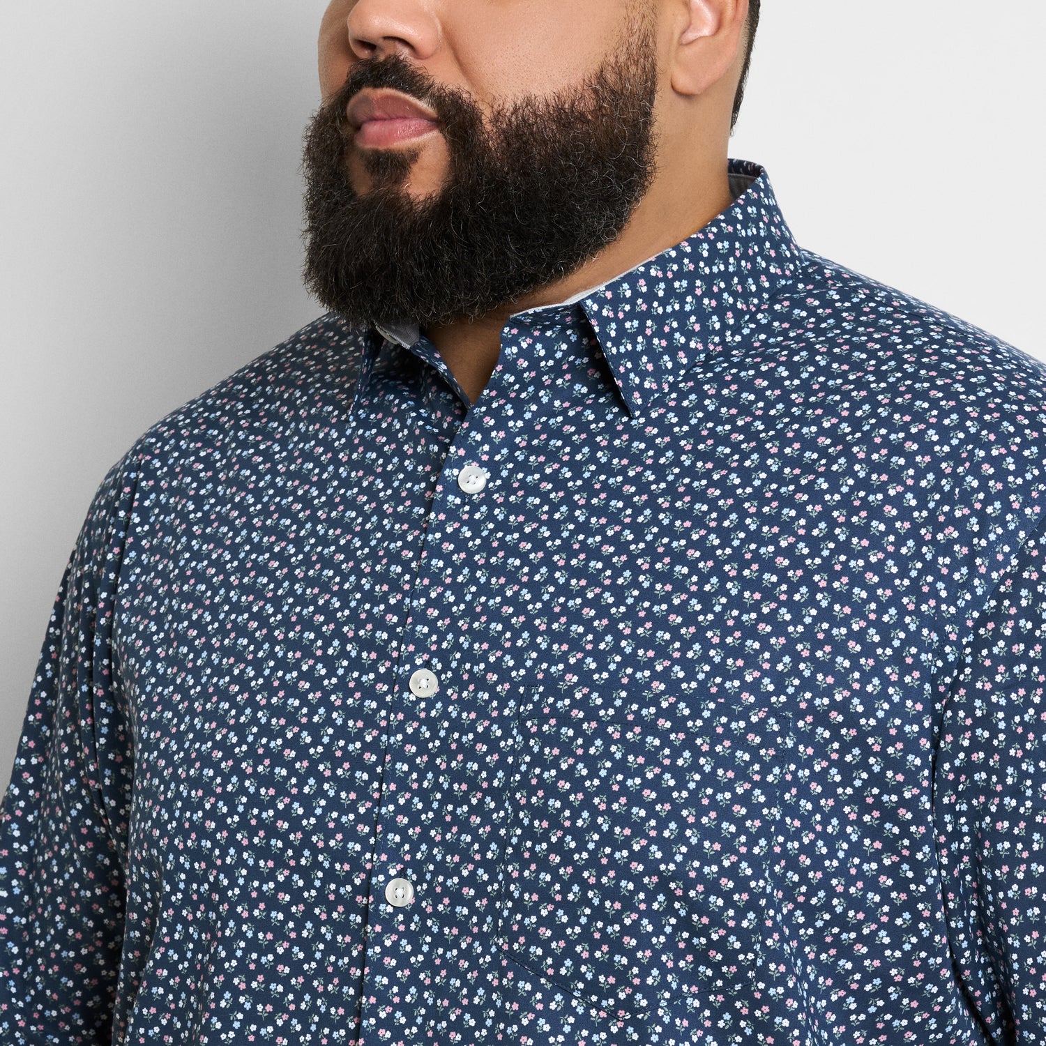 Folsen Short Sleeve Stain Shield Ditzy Print - Big & Tall