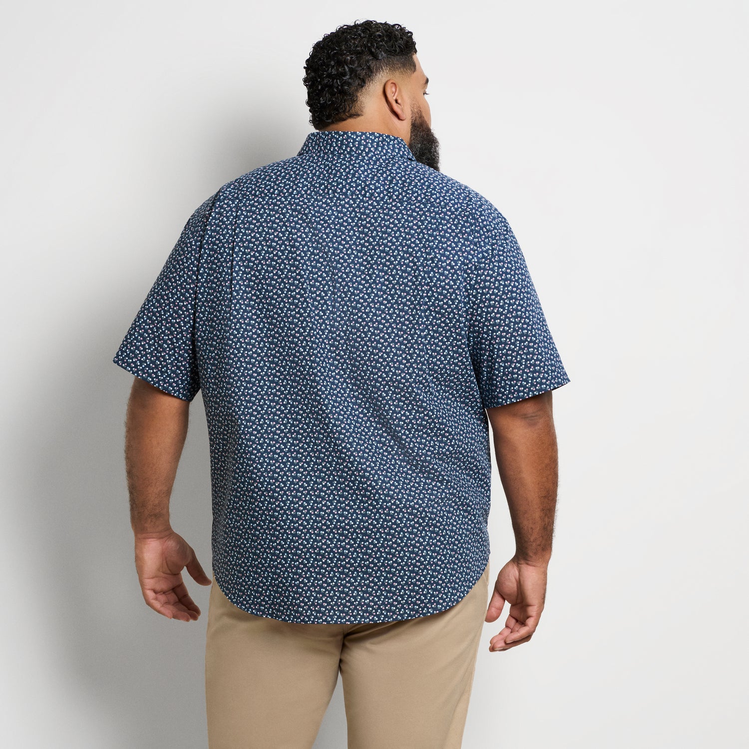 Folsen Short Sleeve Stain Shield Ditzy Print - Big & Tall