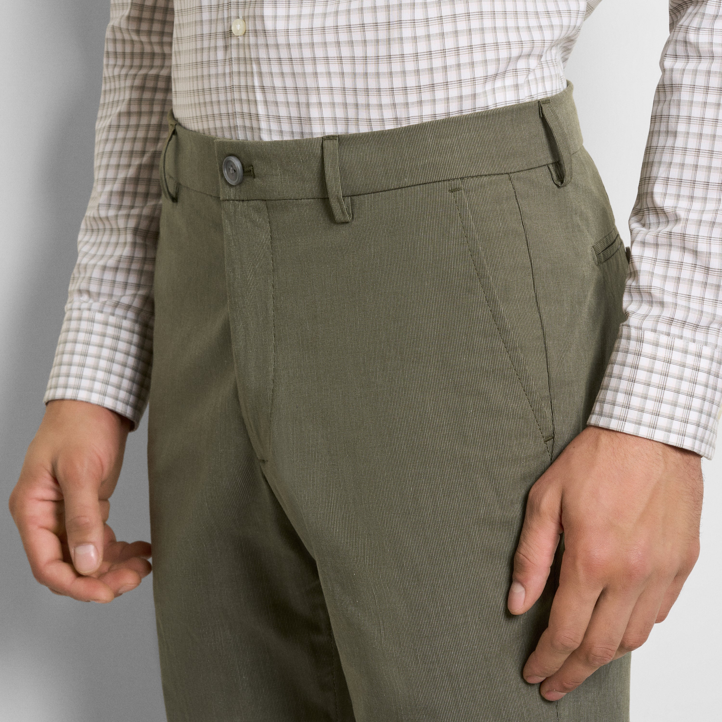 Fine Stripe Cotton Stretch Pant Straight Fit