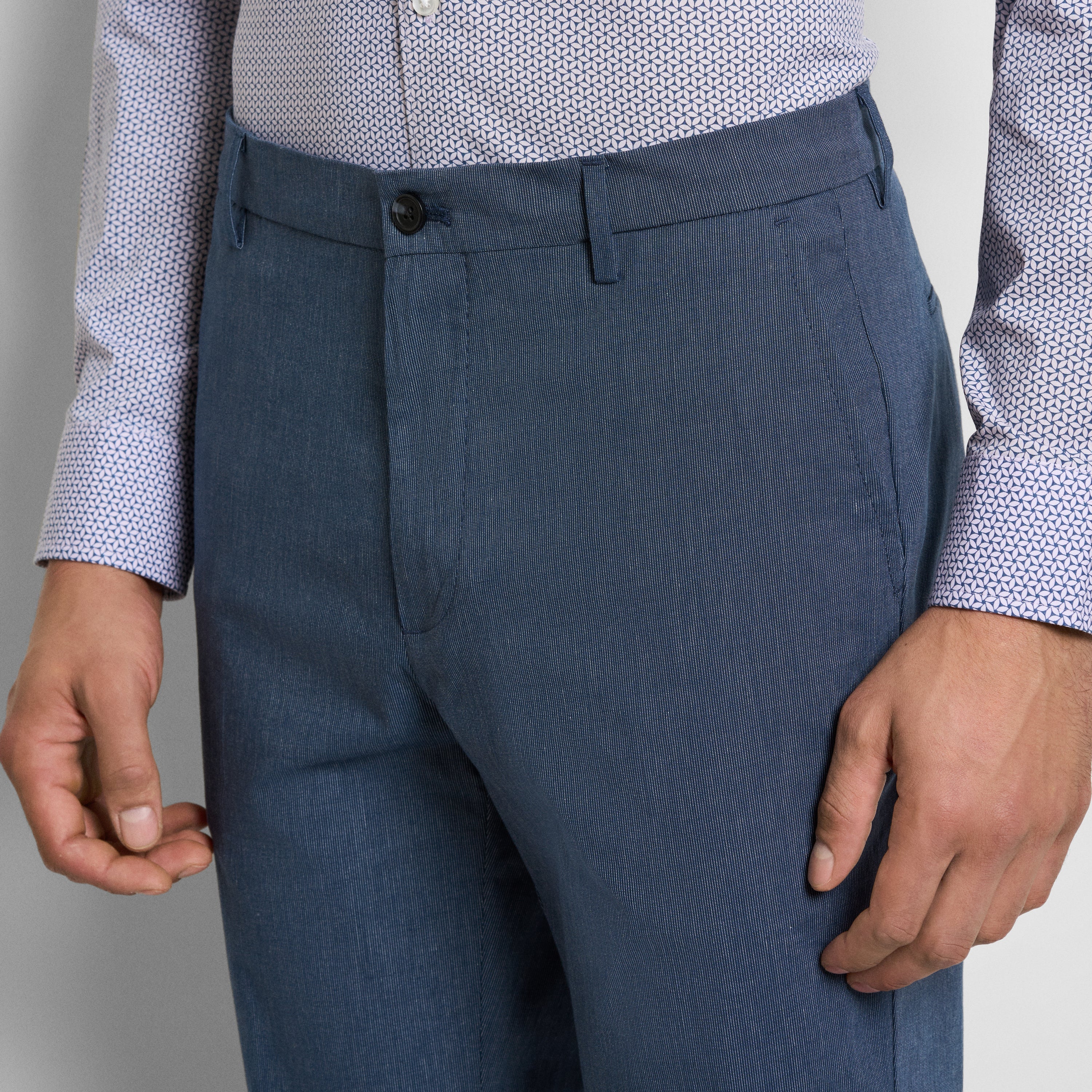 Fine Stripe Cotton Stretch Pant Straight Fit