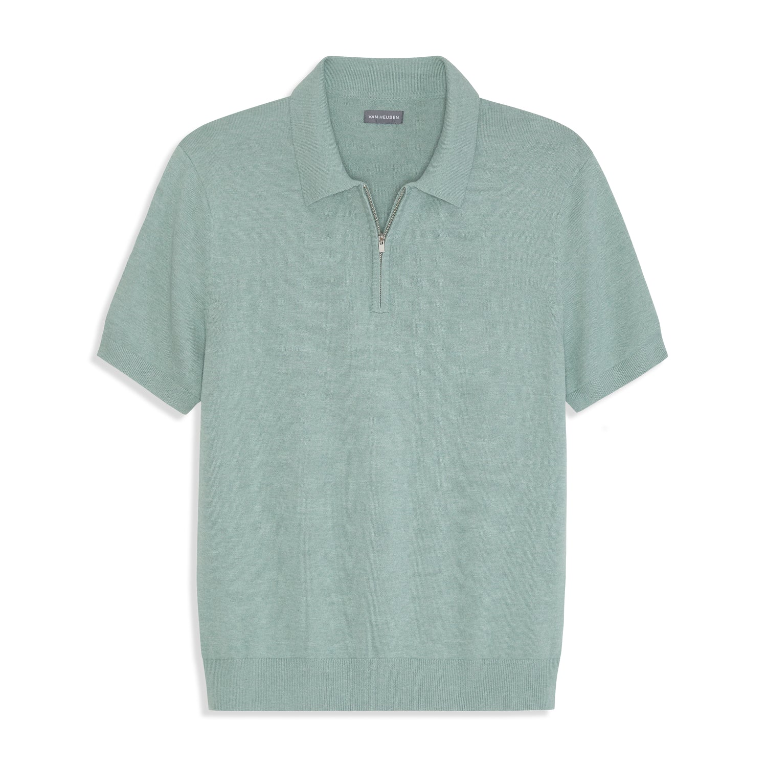 Temp Control Short Sleeve Sweater Knit Zip Polo