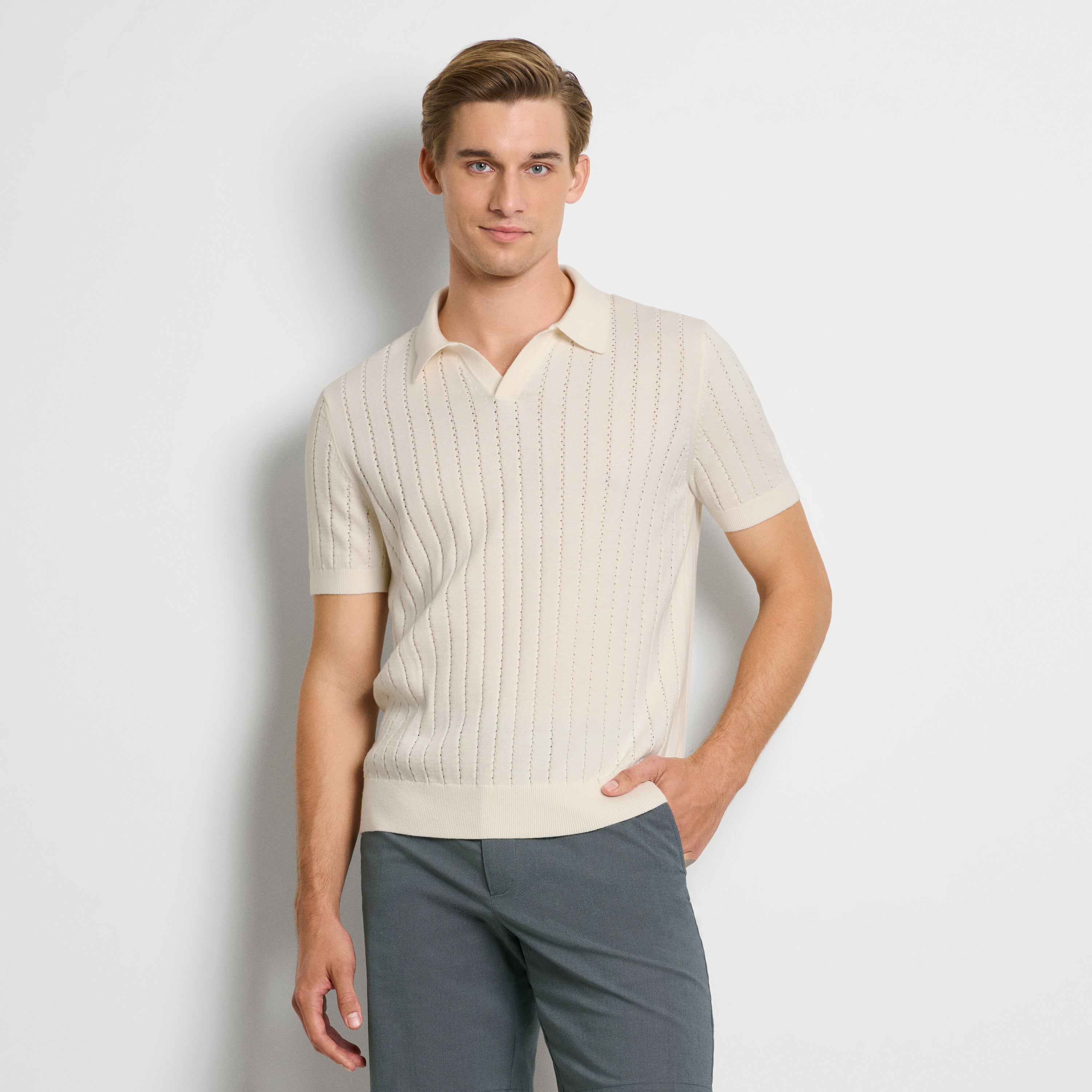 Temp Control Short Sleeve Sweater Johnny Collar Polo