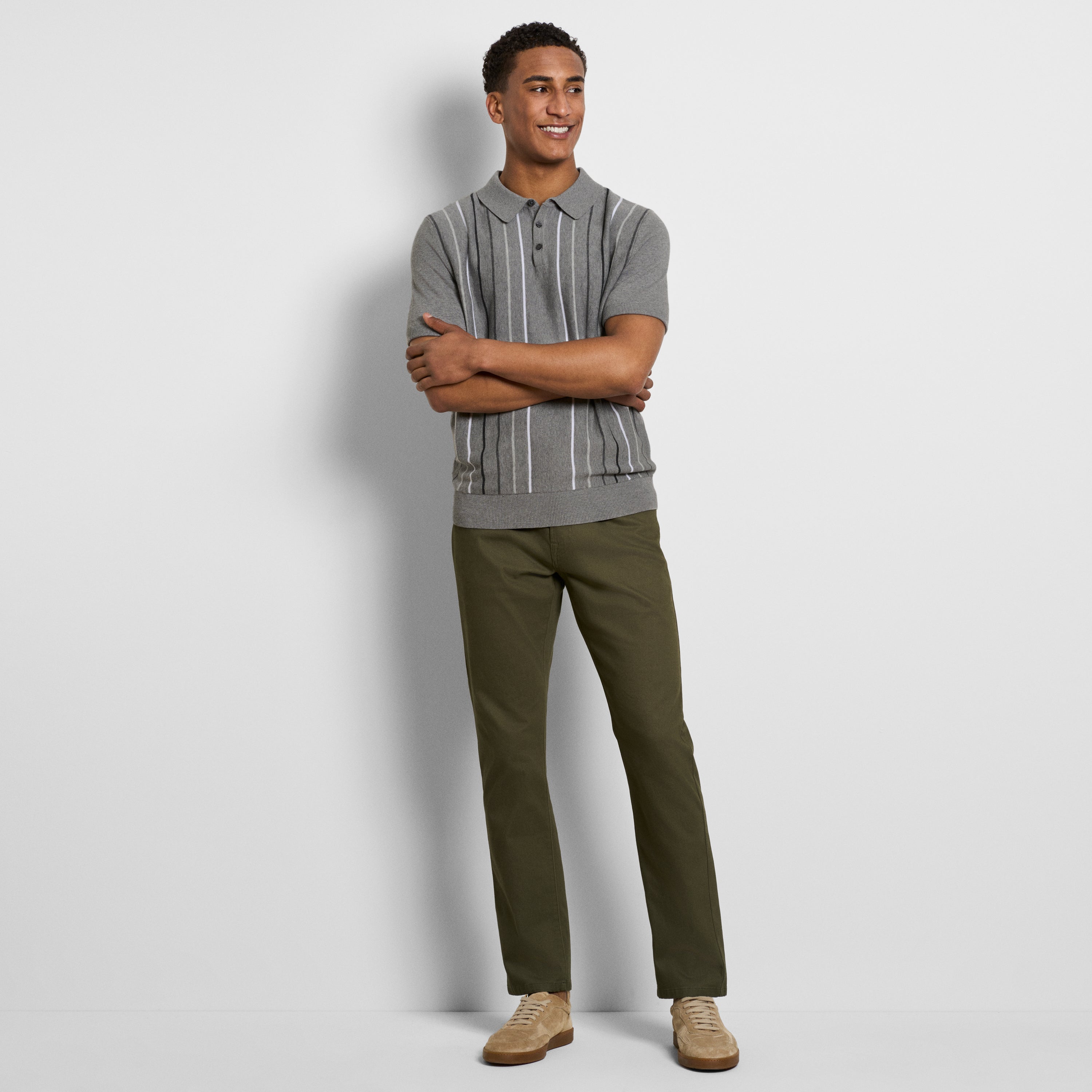 Temp Control Sweater Degrade Stripe Short Sleeve Polo