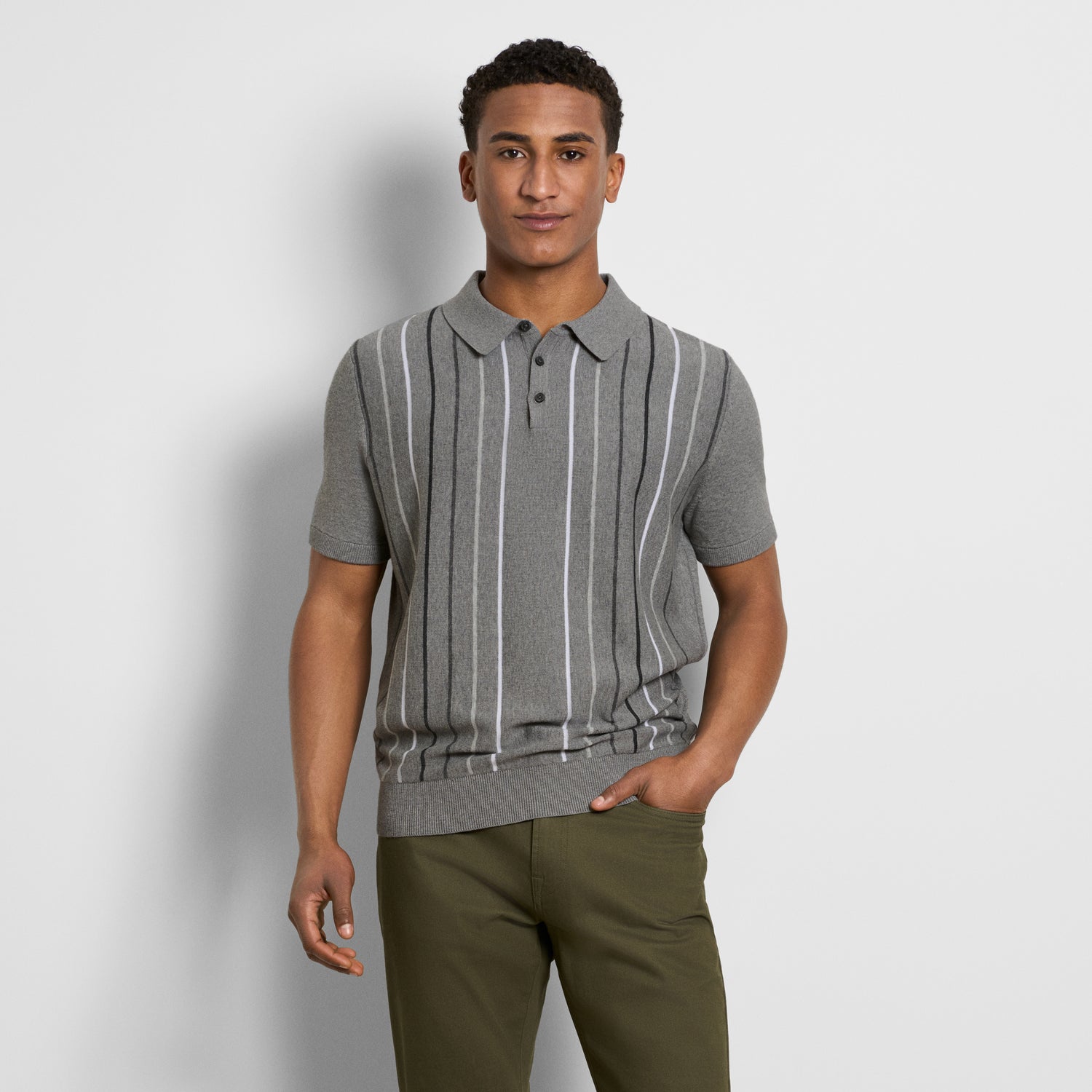 Temp Control Sweater Degrade Stripe Short Sleeve Polo