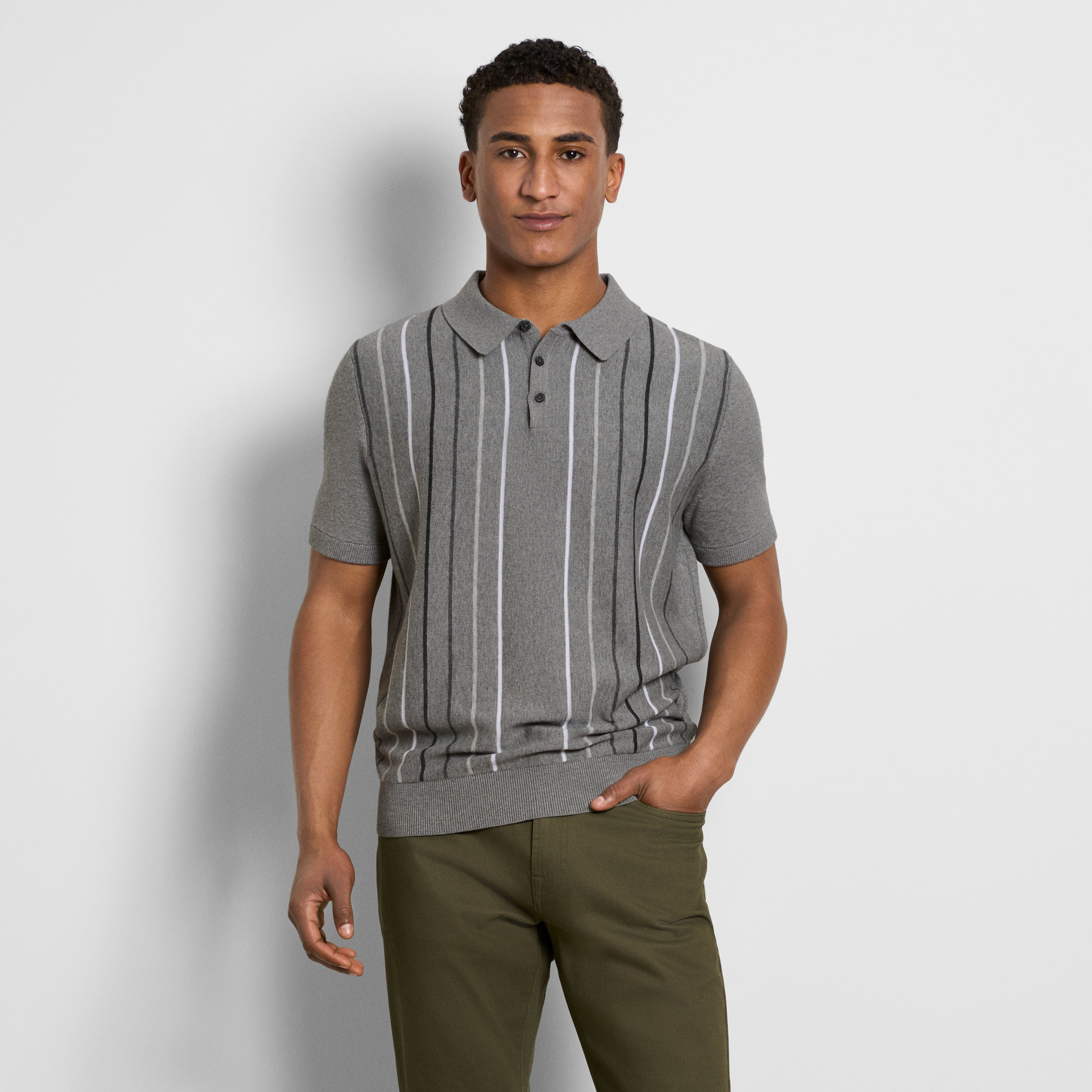 Temp Control Sweater Degrade Stripe Short Sleeve Polo