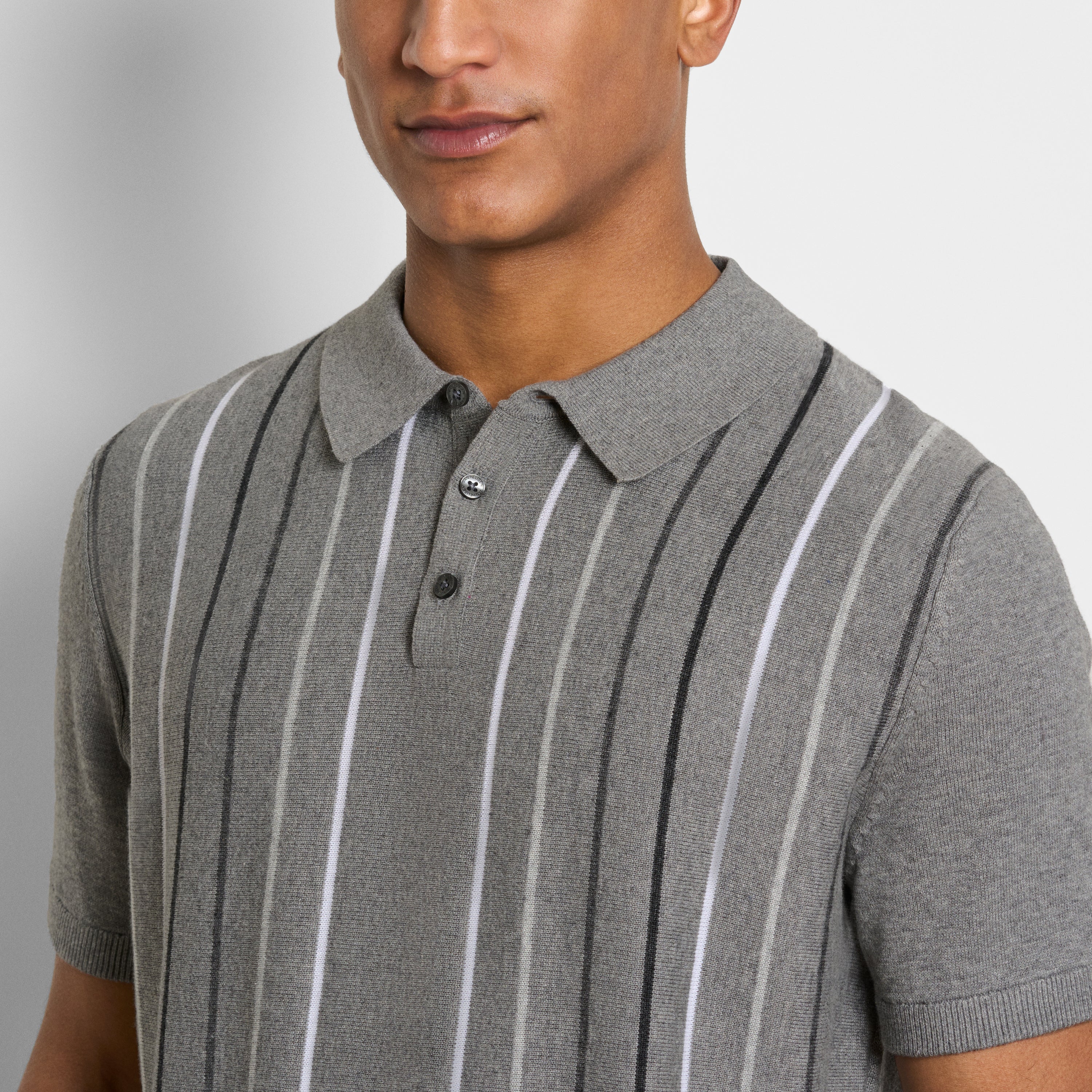 Temp Control Sweater Degrade Stripe Short Sleeve Polo