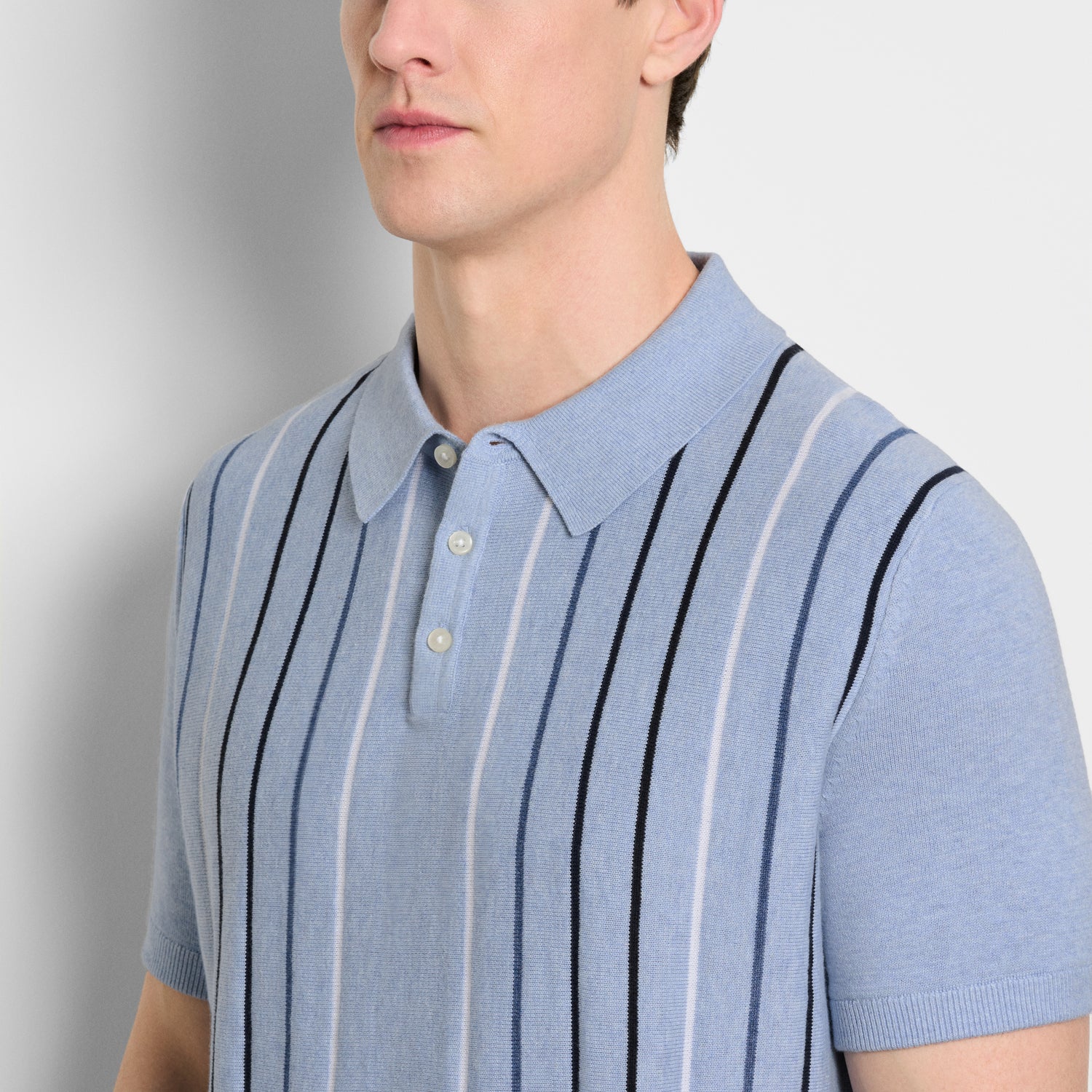 Temp Control Sweater Degrade Stripe Short Sleeve Polo