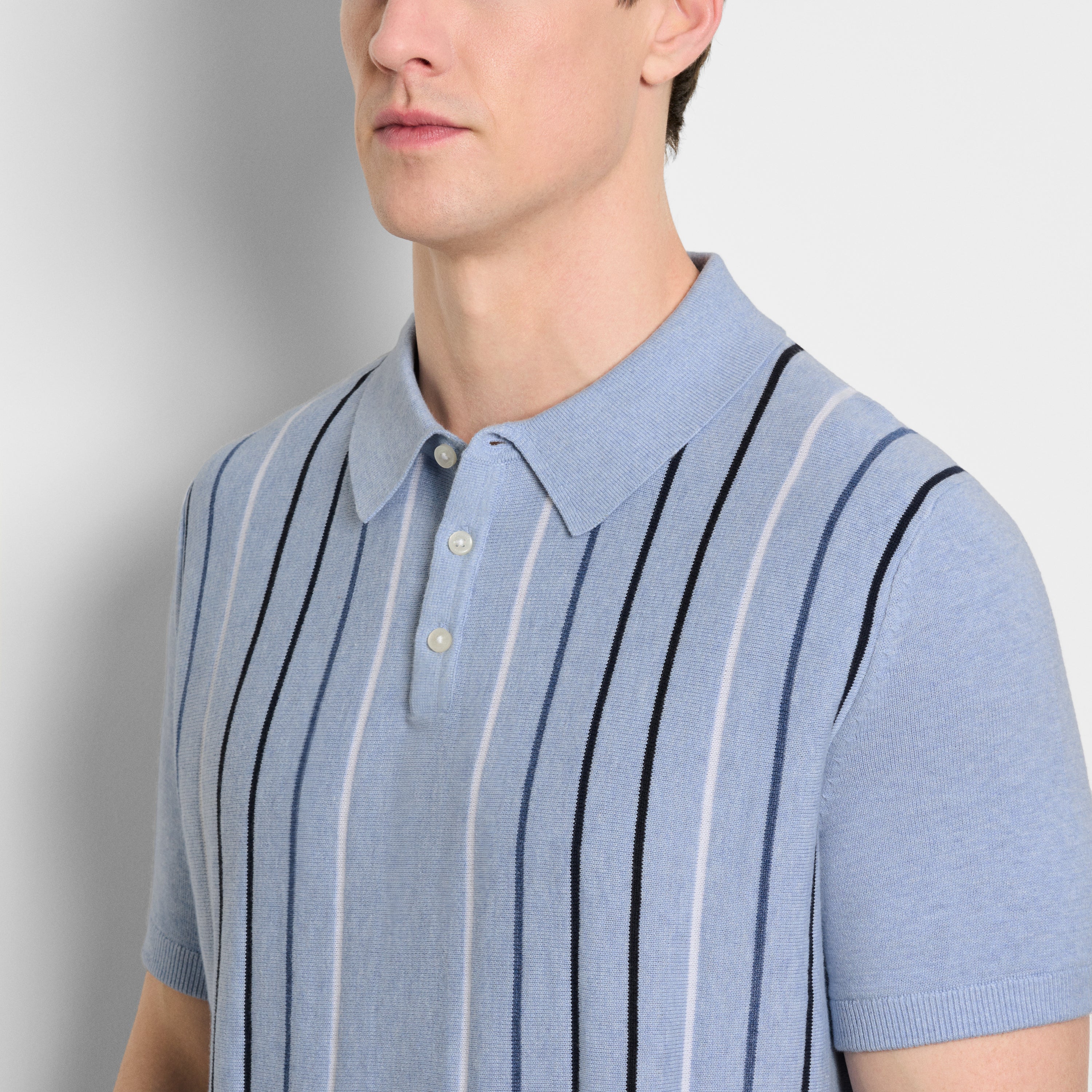 Temp Control Sweater Degrade Stripe Short Sleeve Polo