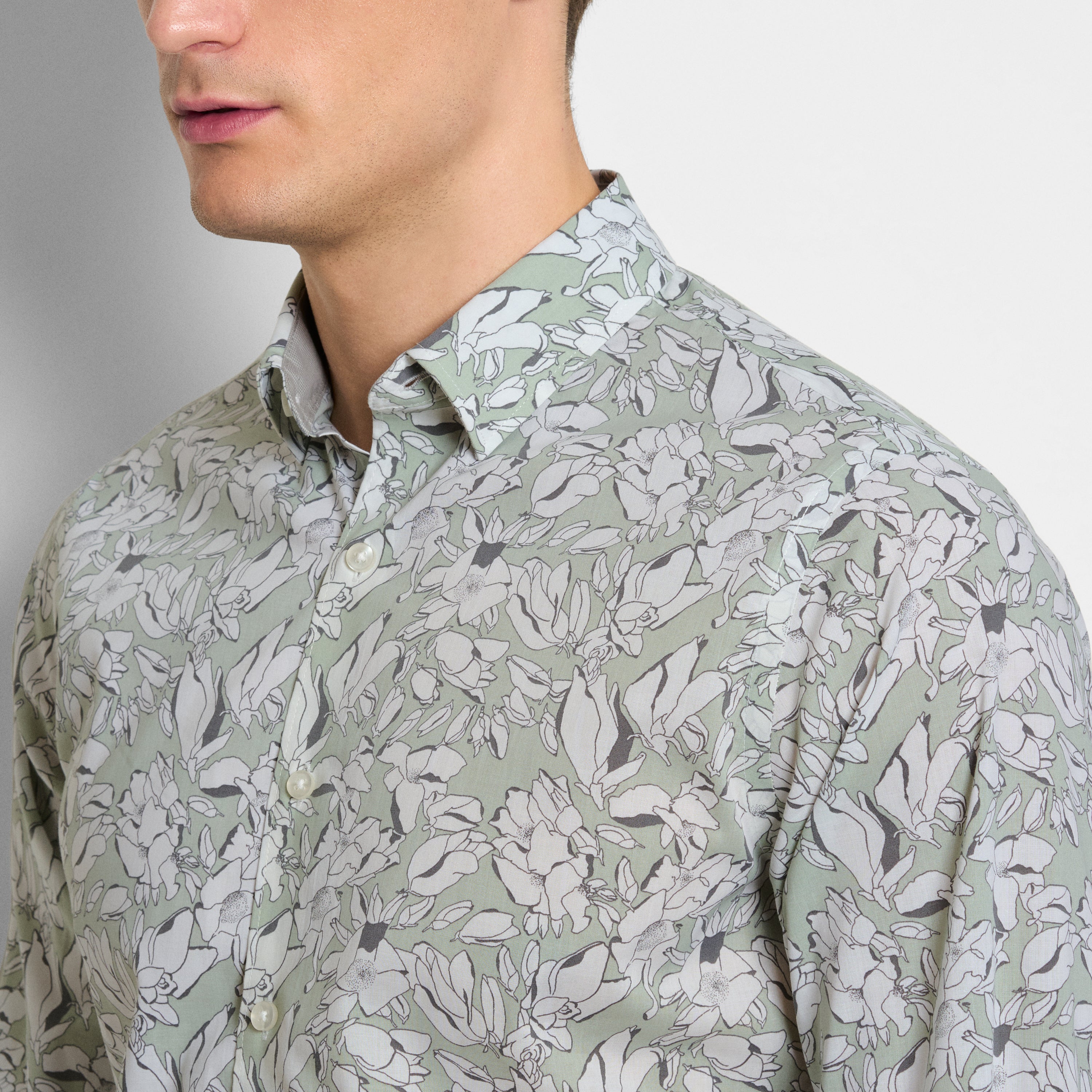 Cronbie Long Sleeve Slim Fit Stain Shield Tulip Print Shirt