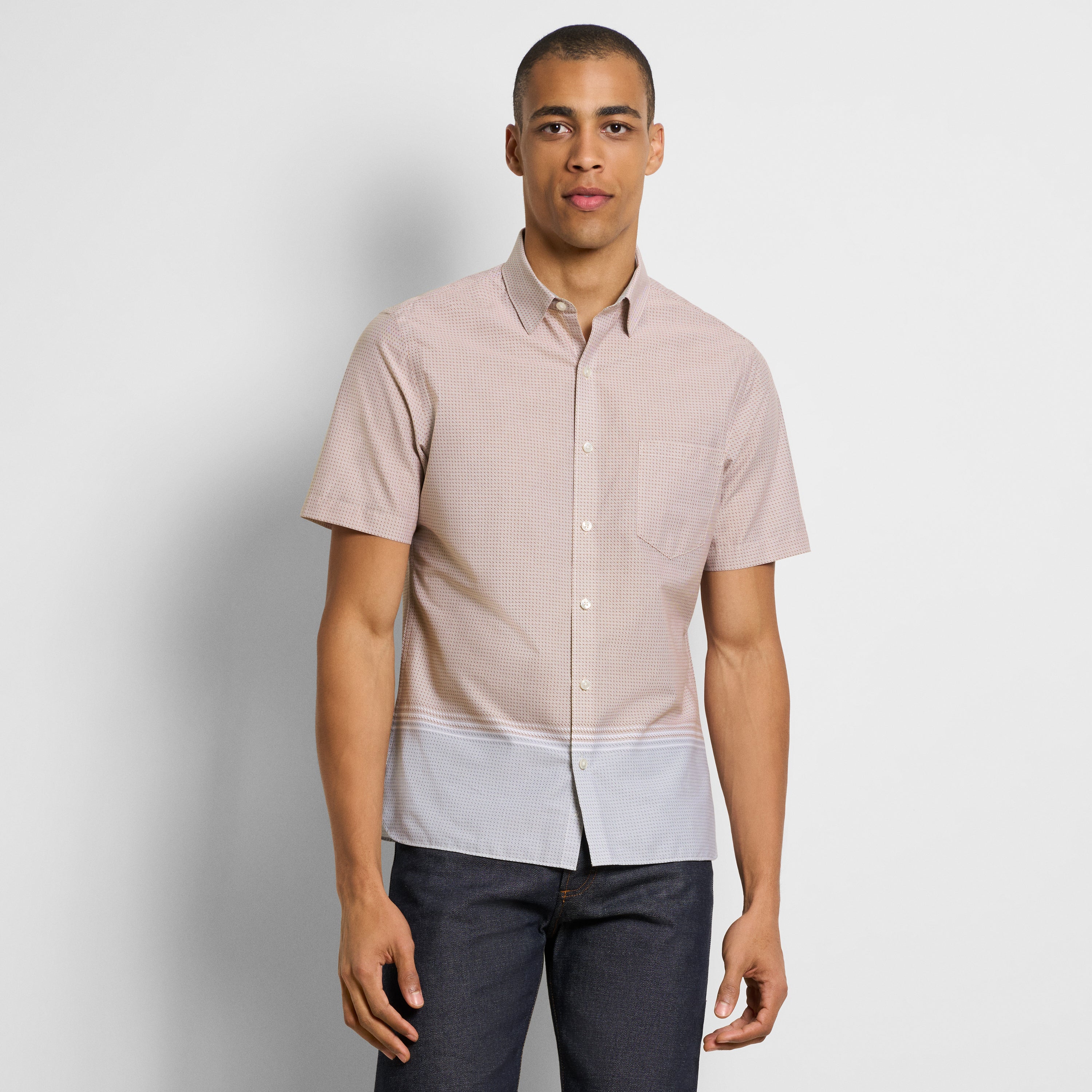 Folsen Short Sleeve Stain Shield Bobbin Print Shirt - Slim Fit Van Heusen Folsen Short Sleeve Stain Shield Bobbin Print Shirt - Slim Fit Van Heusen
