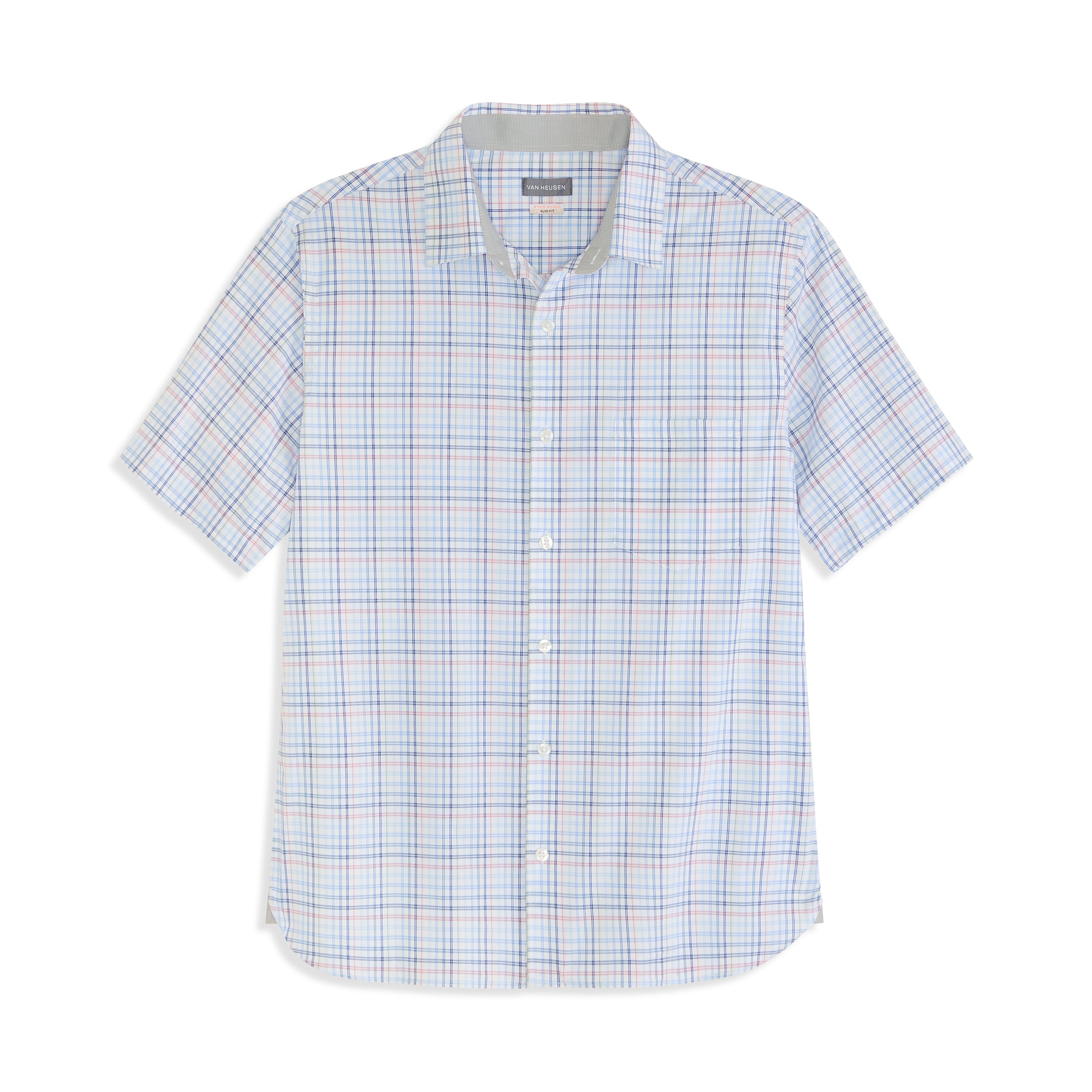 Folsen Short Sleeve Stain Shield Tattersall Print Shirt - Slim Fit