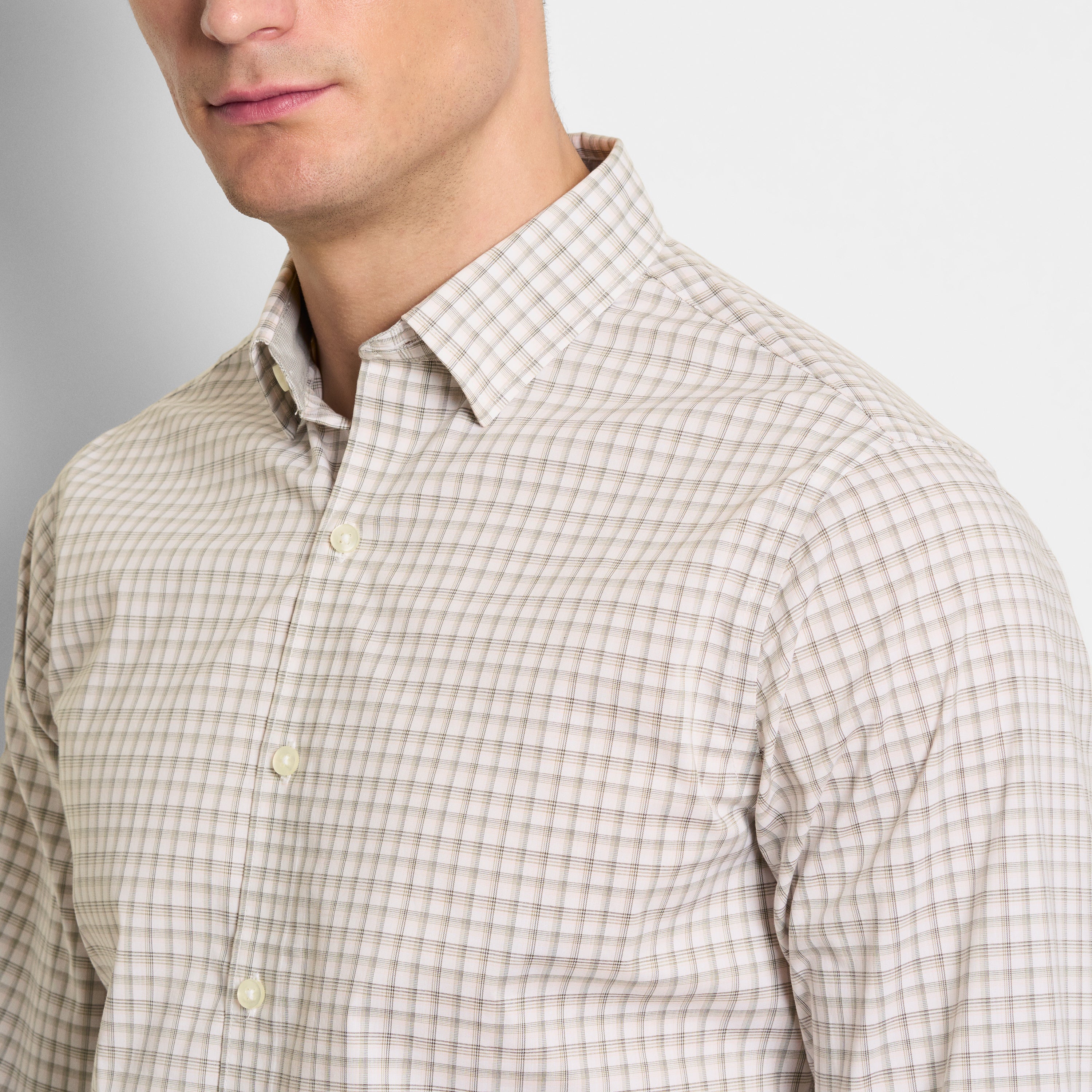 Cronbie Long Sleeve Slim Fit Stain Shield Mini Multi Plaid Shirt