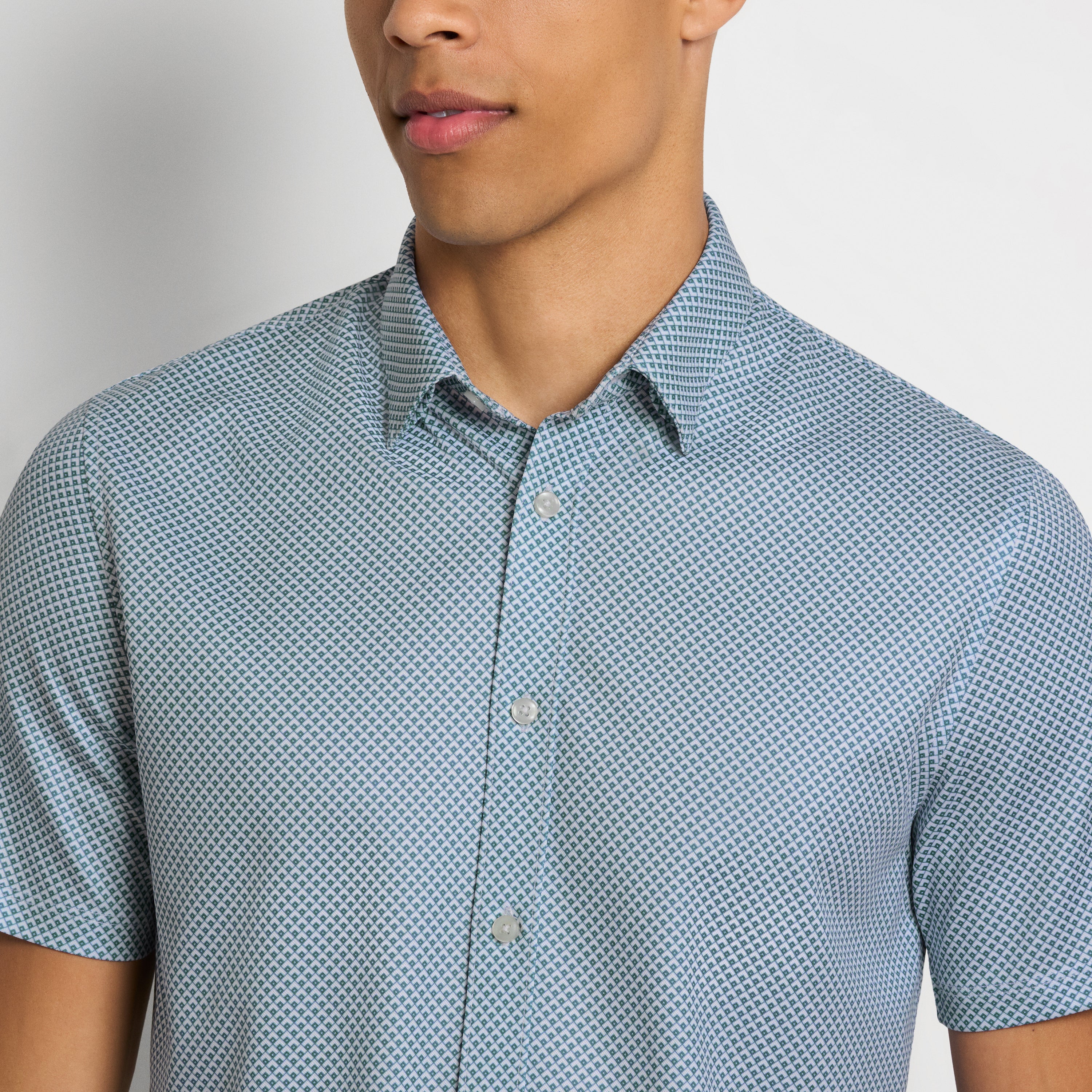Performance Pique Paver Print Shirt - Slim Fit
