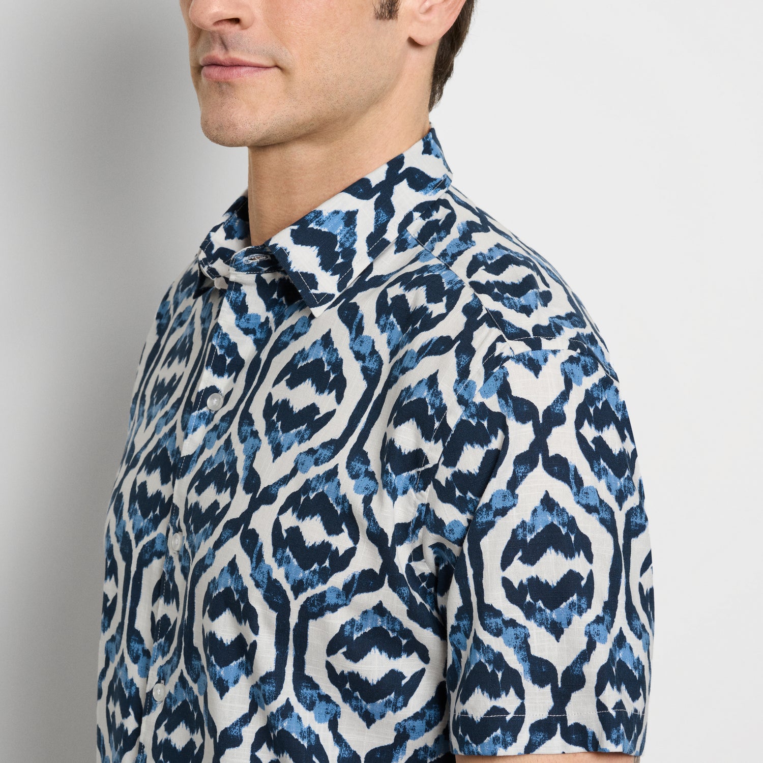 Ikat Print Texture Camp Shirt