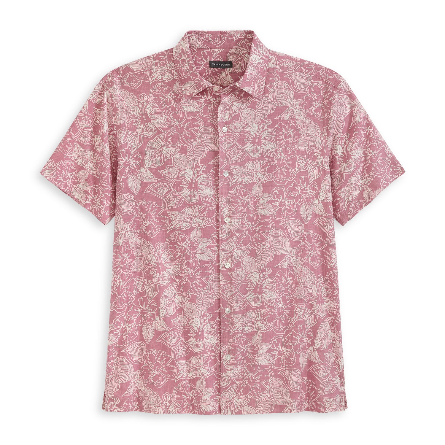 Hibiscus Print Texture Camp Shirt