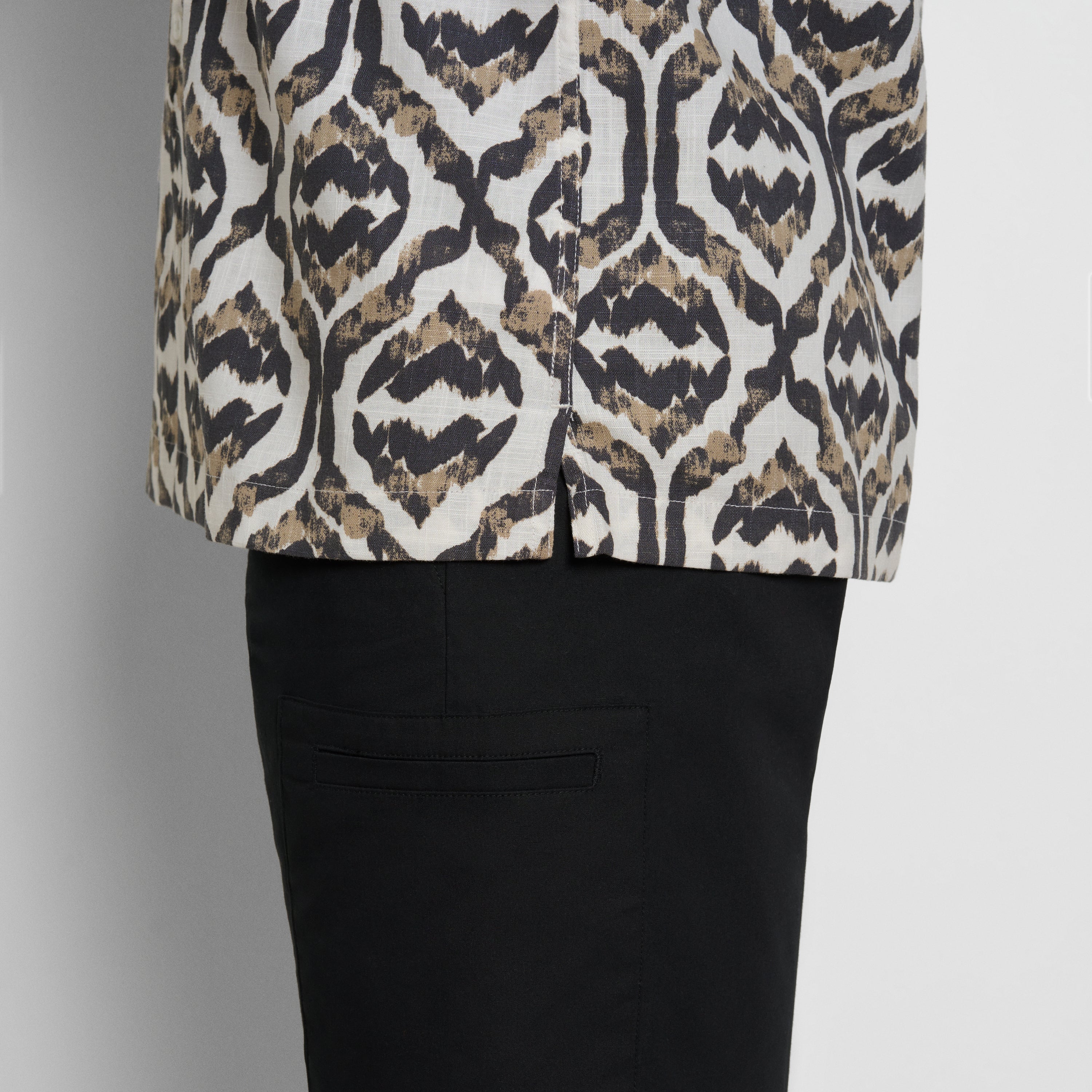Ikat Print Texture Camp Shirt - Iron Gate