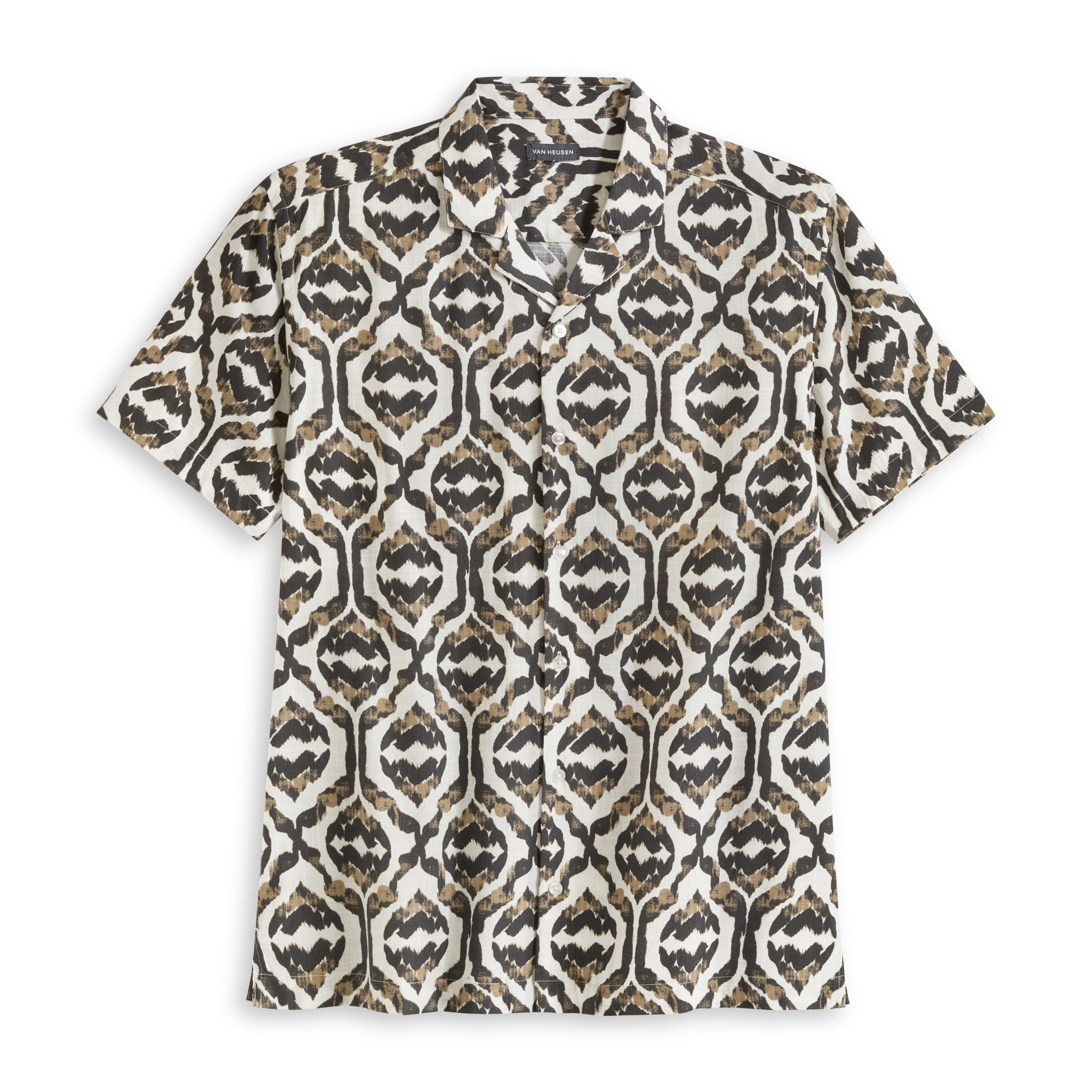 Ikat Print Texture Camp Shirt - Iron Gate