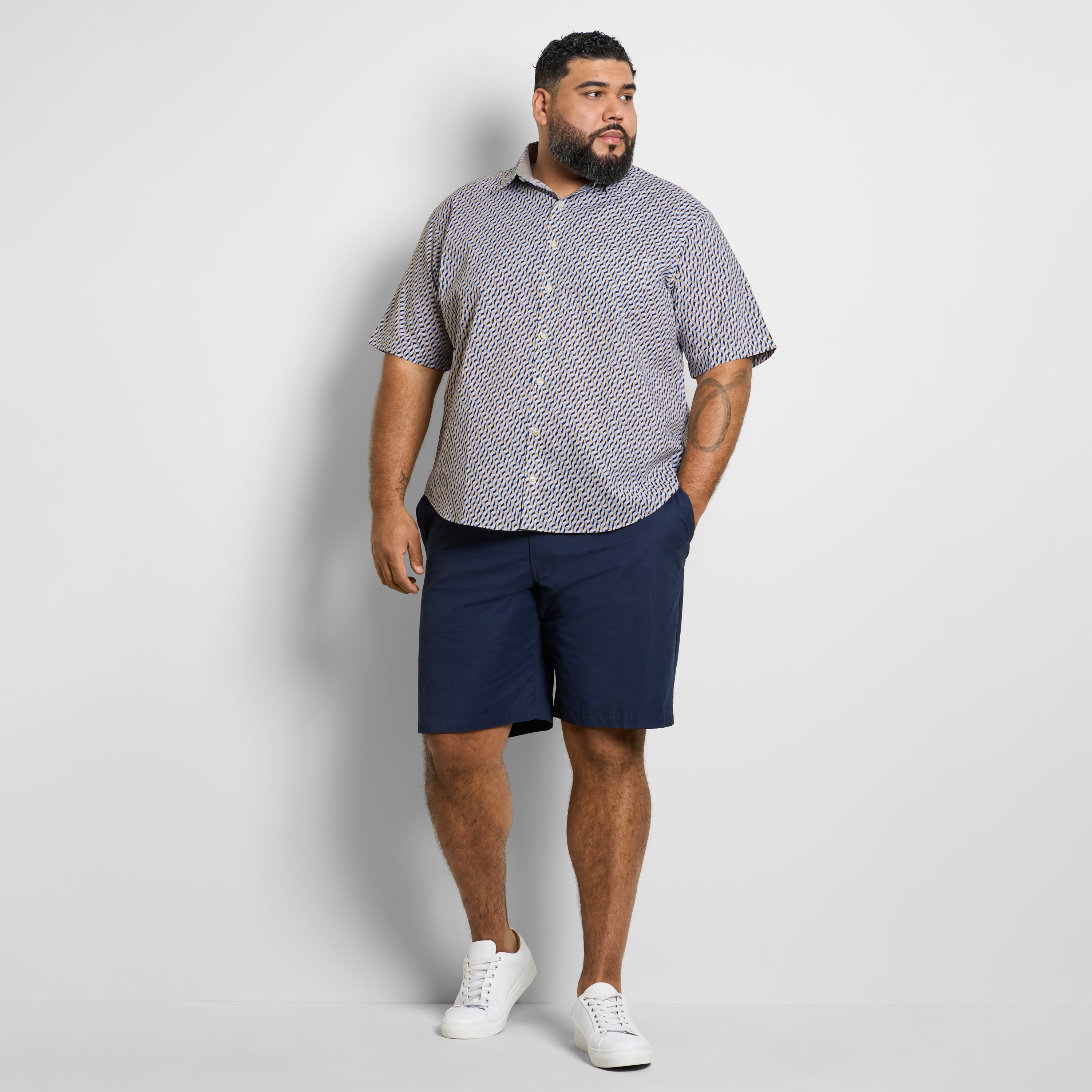 Big & Tall Everyday Defense Stain Shield Printed Short Sleeve Shirt