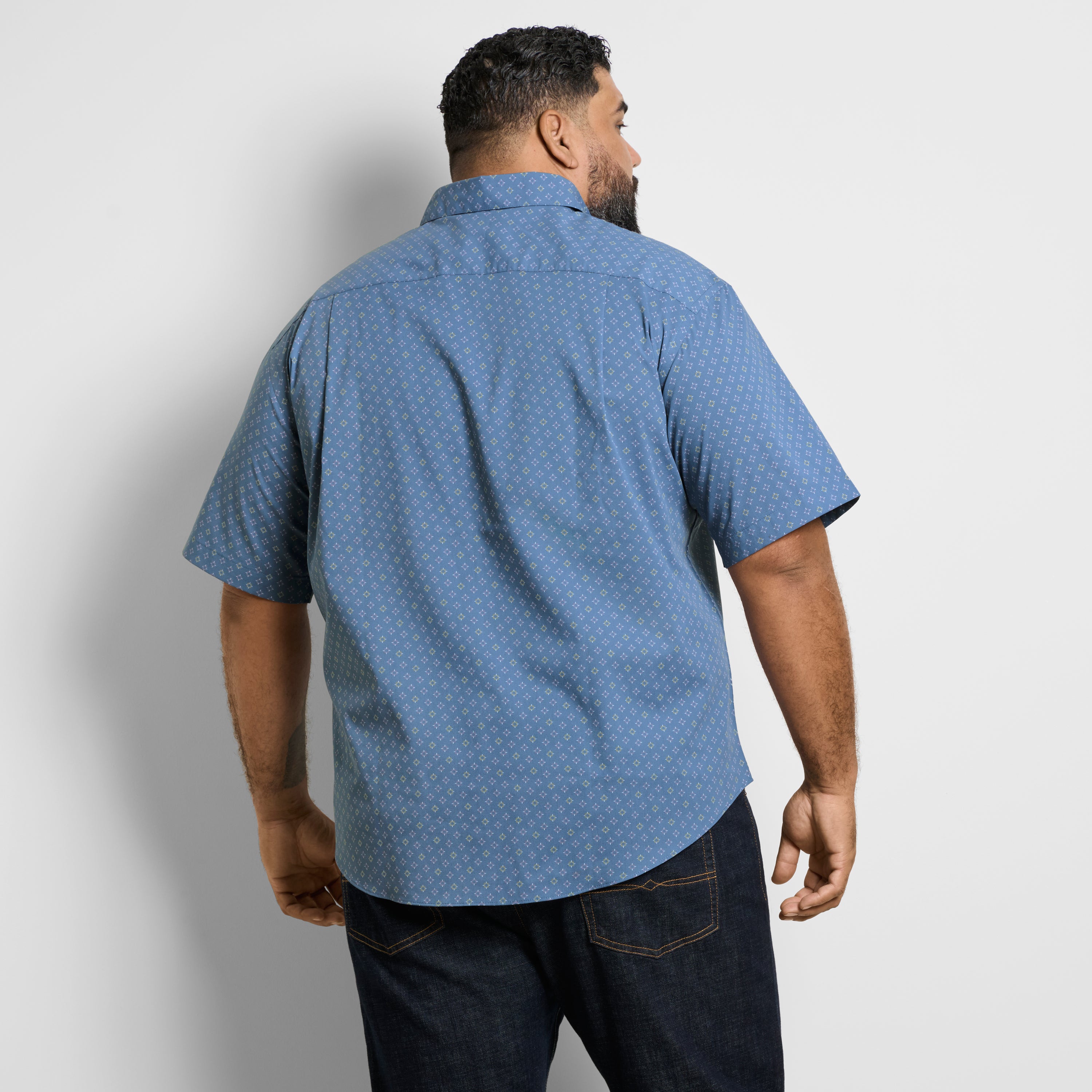 Big & Tall Everyday Defense Stain Shield Printed Short Sleeve Shirt