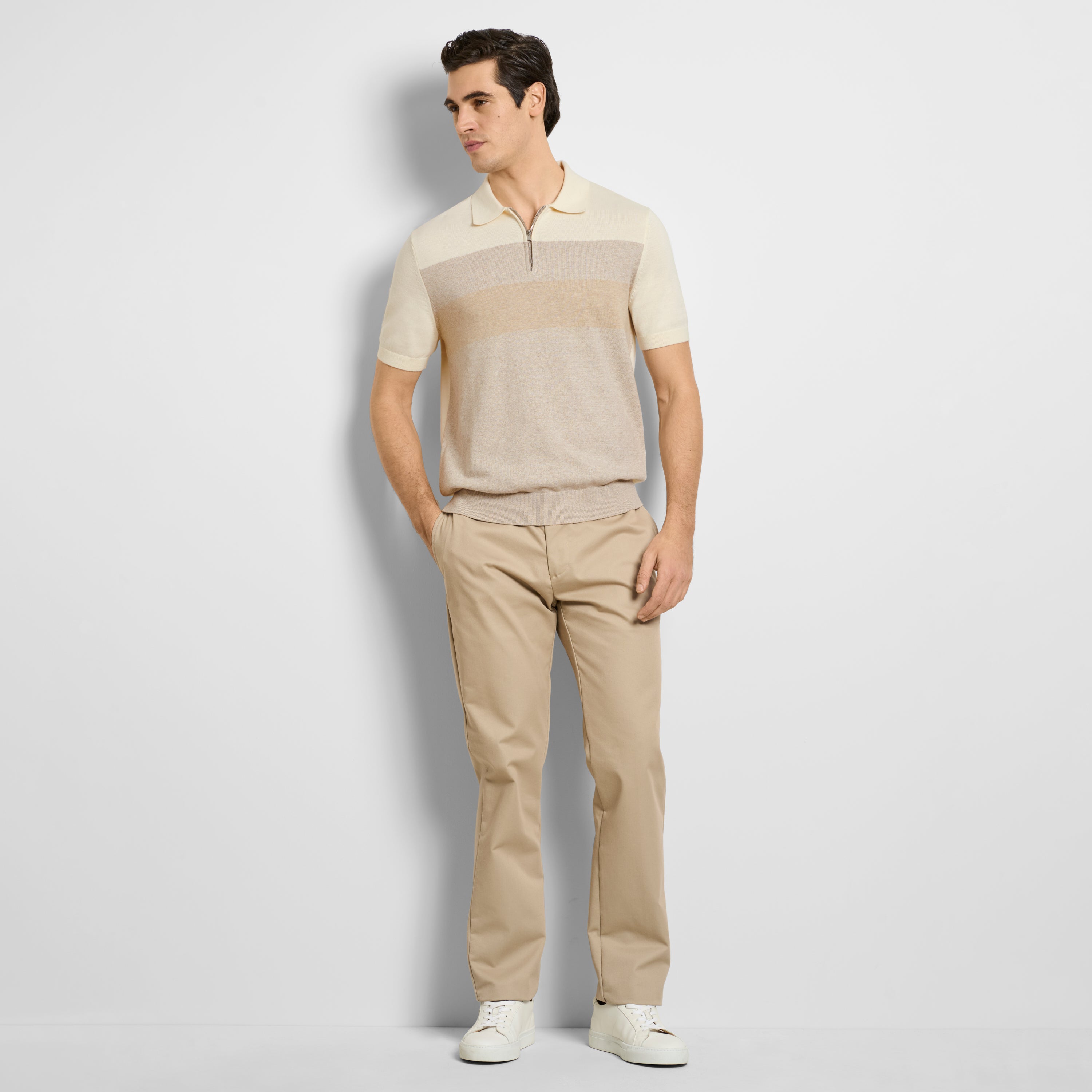 Temp Control Short Sleeve Sweater Zip Polo
