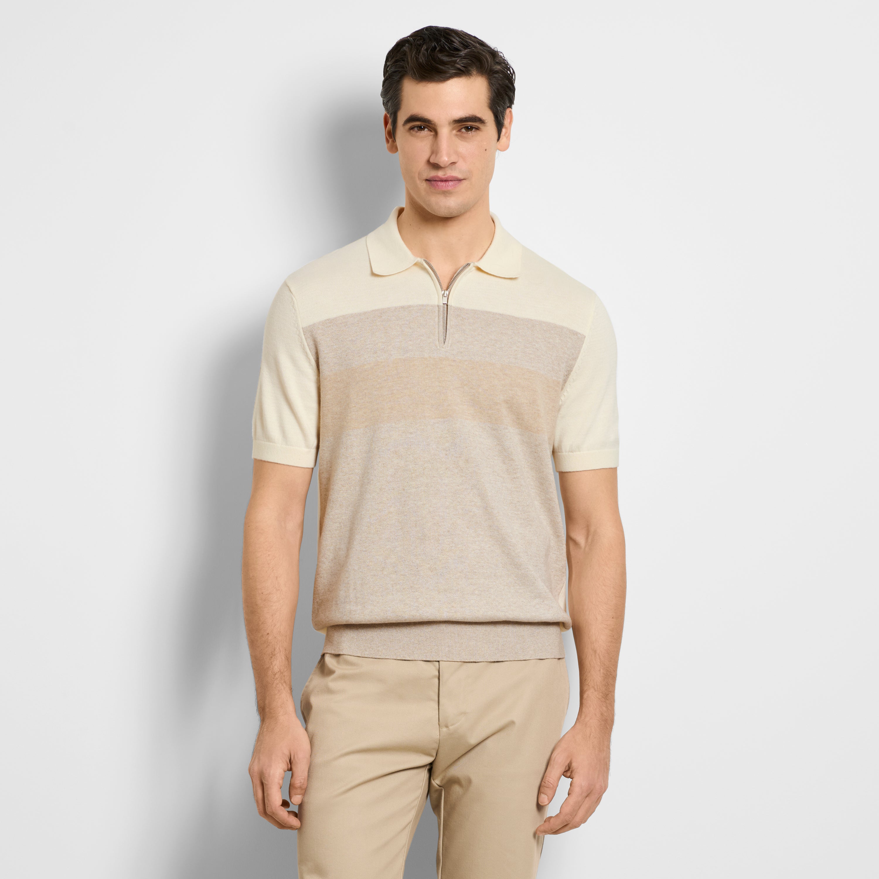 Temp Control Short Sleeve Sweater Zip Polo