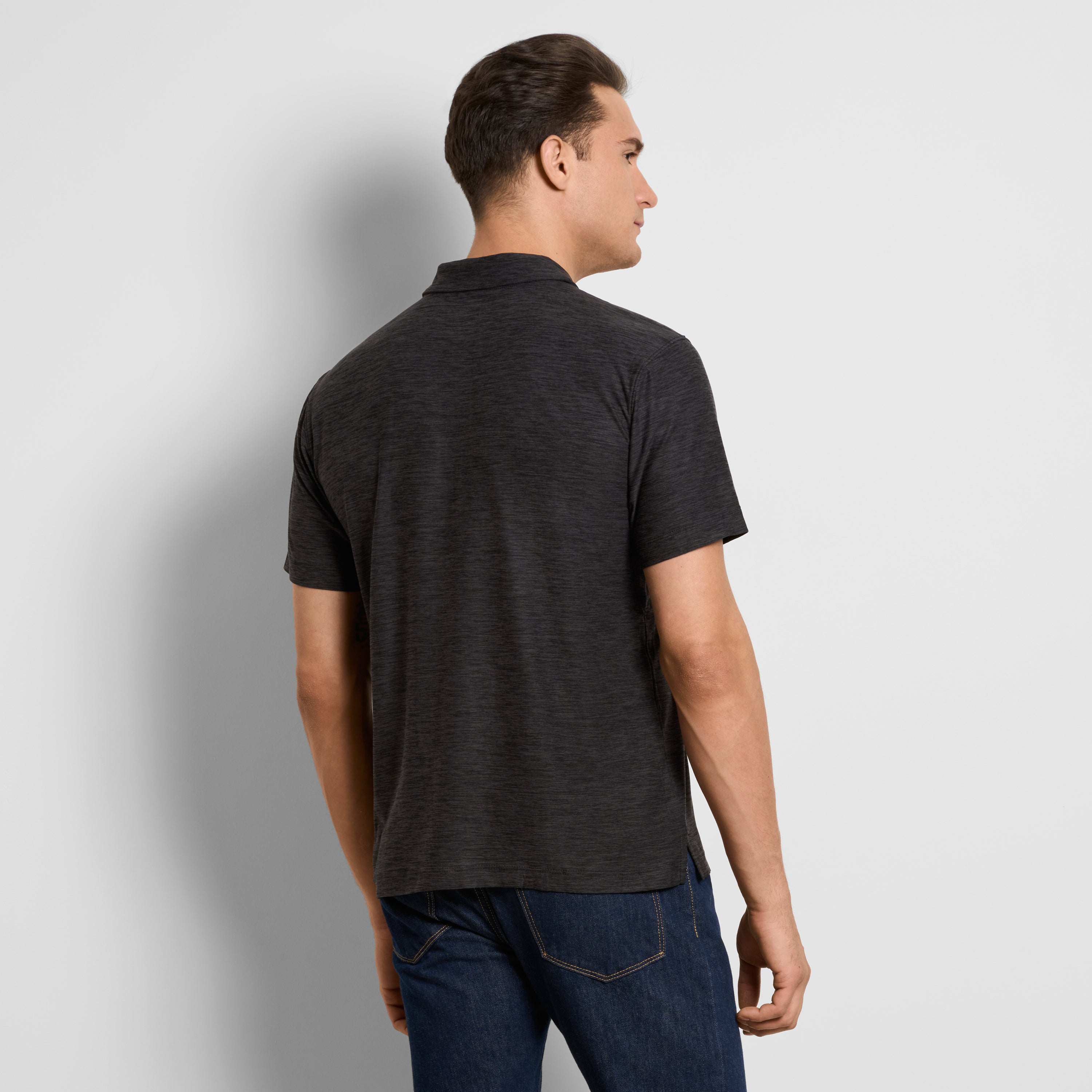 Space Dyed Jersey Short Sleeve Button Polo